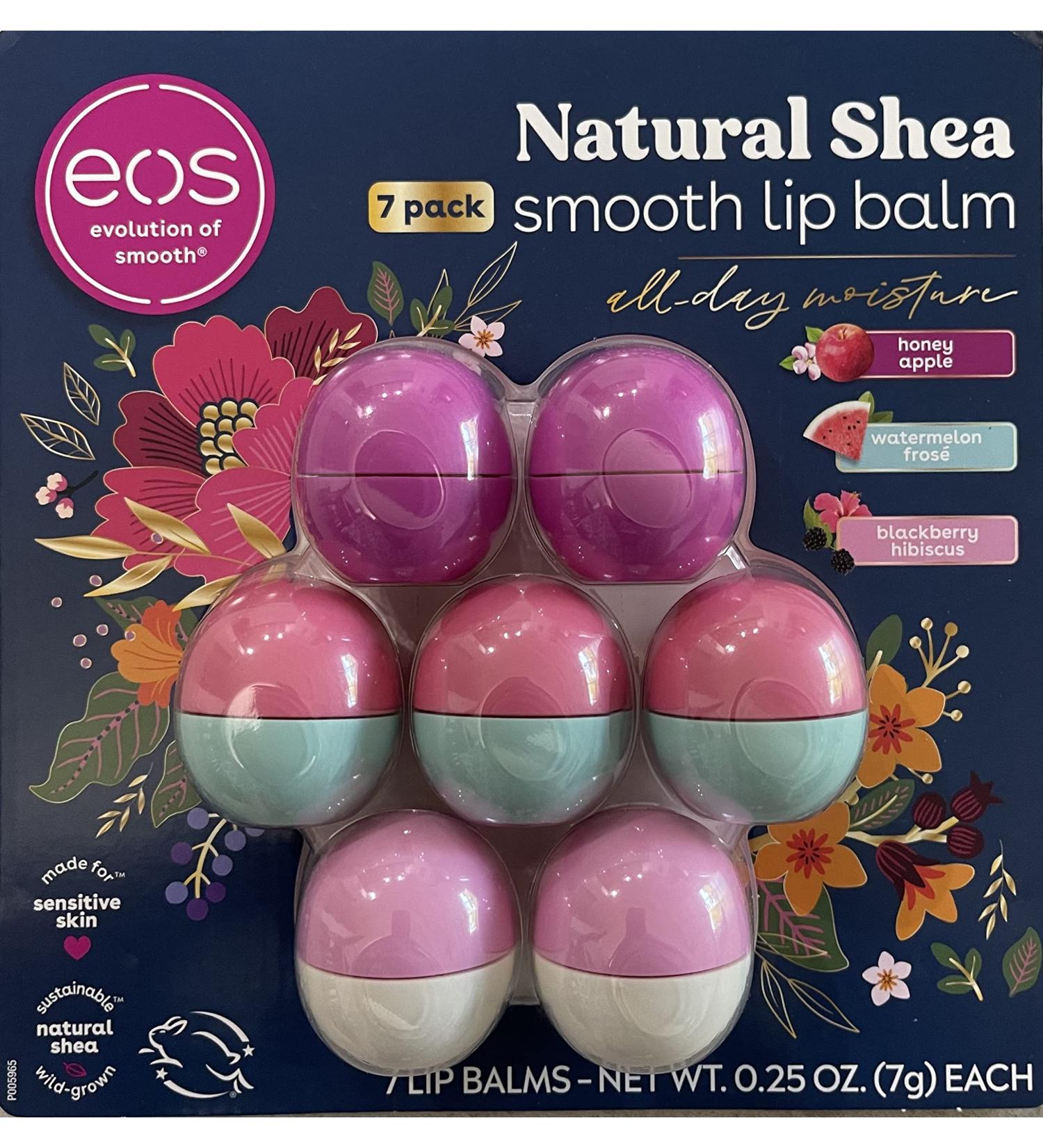 EOS Evolution of Smooth Natural Shea Lip Balm 7 Pack - 2 Honey Apple, 3 Watermelon Frose, 2 Blackberry Hibiscus | All Day Moisture - Buy Online on GoSupps.com