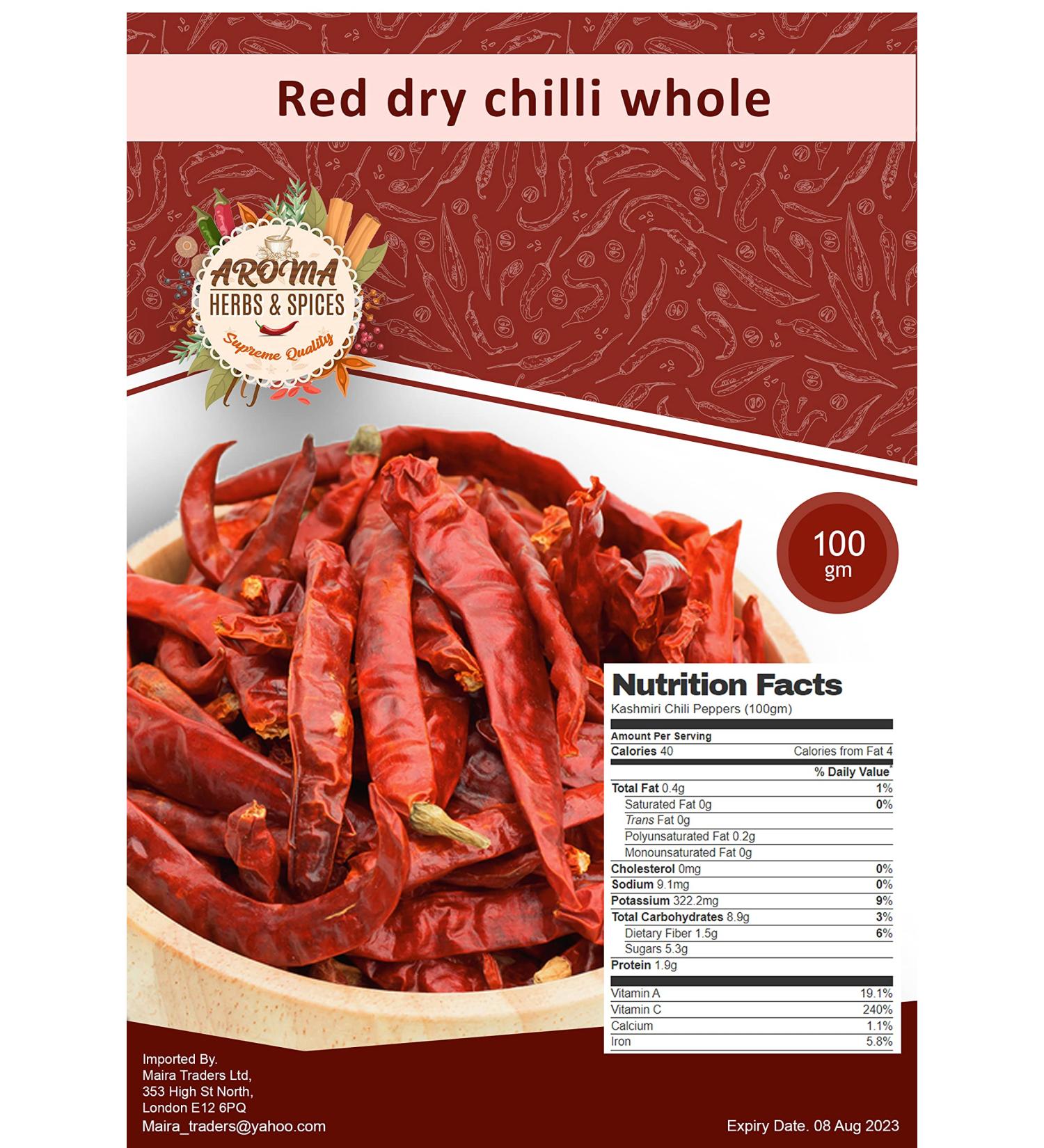 100% Natural Dry Red Chilli Whole - 100gm | Premium Quality Whole Red Chilli - Buy Online on GoSupps.com