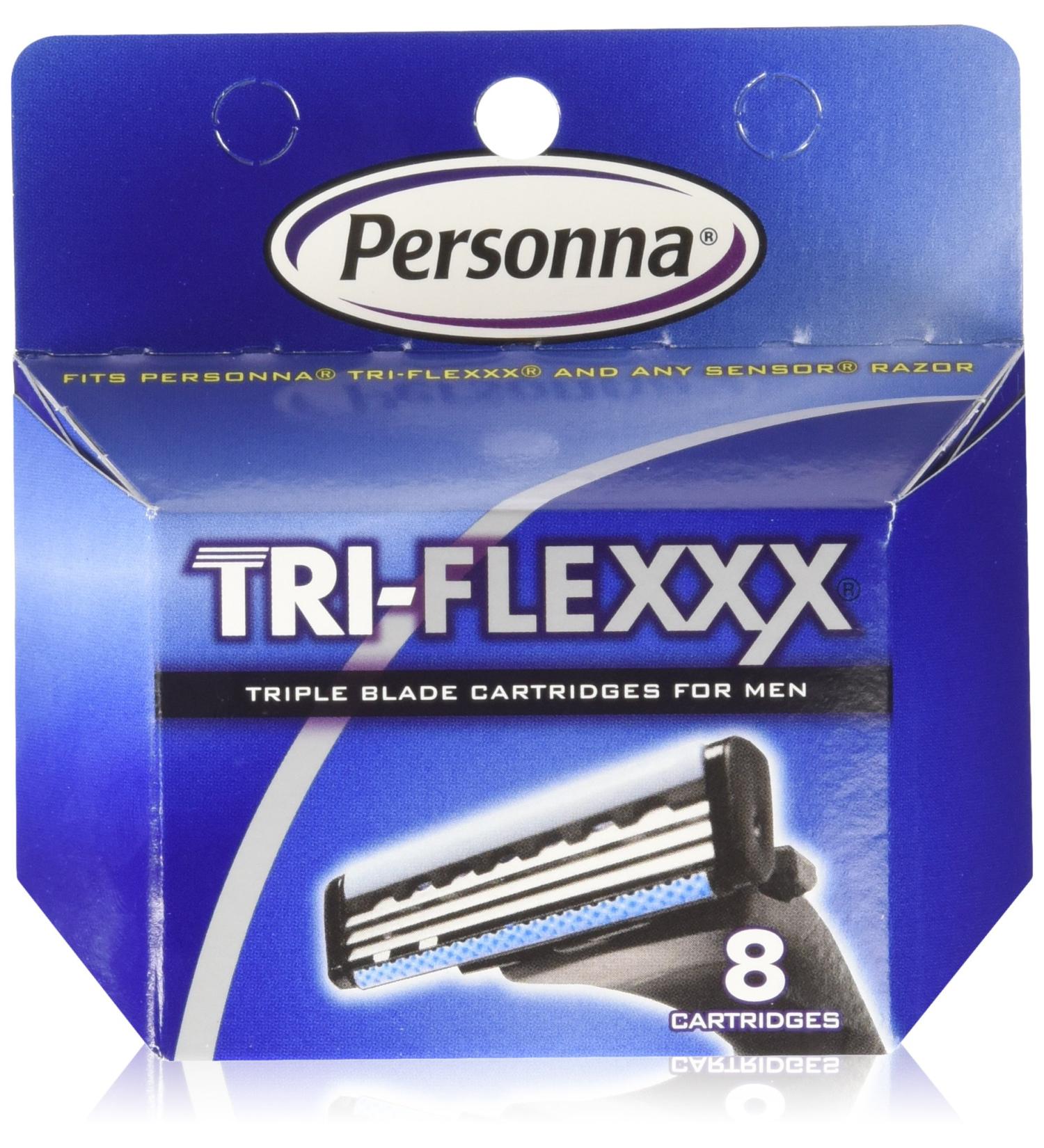 Personna 24 Tri-Flexxx Cartridges - Compatible with Gillette Sensor & Tri-Flexxx Razors | 3 x 8 Ct - International Shipping Available - Buy Online on GoSupps.com