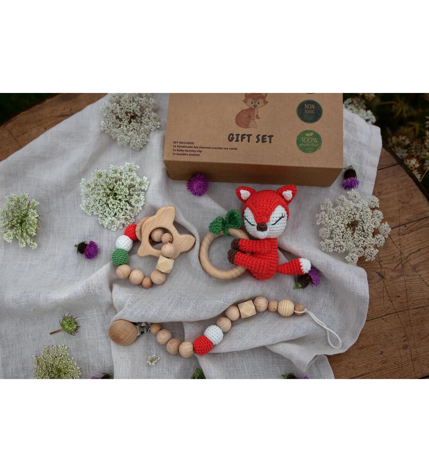 Vintage Crochet Rattle New Baby Gift Set for Boy and Girl | Newborn Baby Shower Gift Box - Buy Online on GoSupps.com