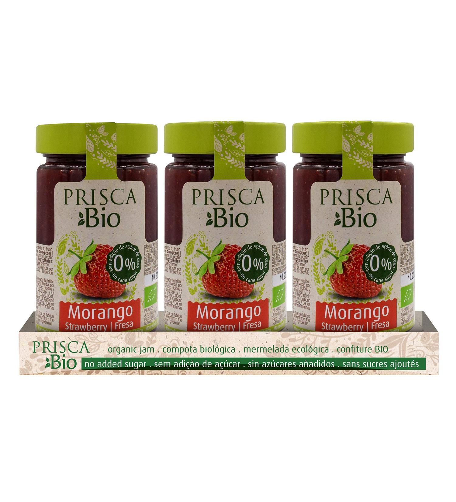PRISCA 100% Organic Strawberry Jam - No Added Sugar - Certified Organic Product - Pack of 3 x 240g jars - Buy Online on GoSupps.com