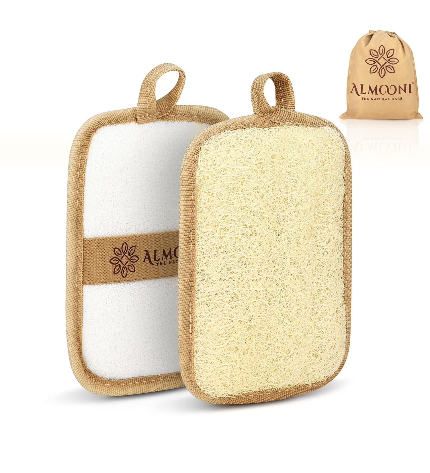 Almooni Premium Egyptian Exfoliating Loofah Pad Body Scrubber - Natural Egyptian Shower Sponge - 2 Pack - Buy Online on GoSupps.com
