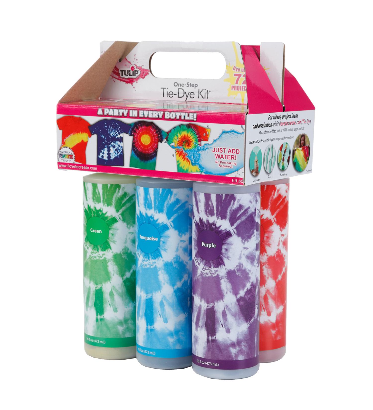 Tulip One-Step Tie-Dye Kit Extra Large Block Party 16 oz Easy Squeeze Bottles  All-in-1 Kit for Group Activity Tie-Dye  6  Vibrant Colors 6 Color Kit - Buy Online on GoSupps.com