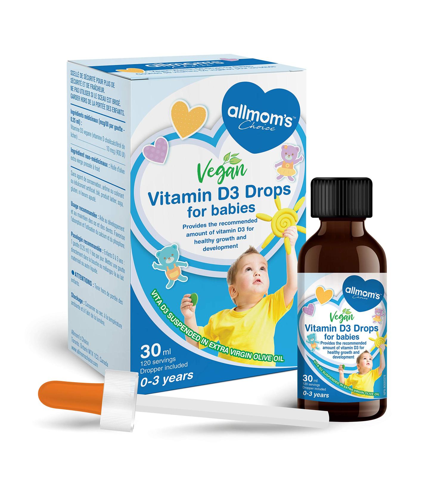 Vitamin D Drops 400IU 0 to 3 Year Olds 30 ml - Allmom's Choice - Buy Online on GoSupps.com