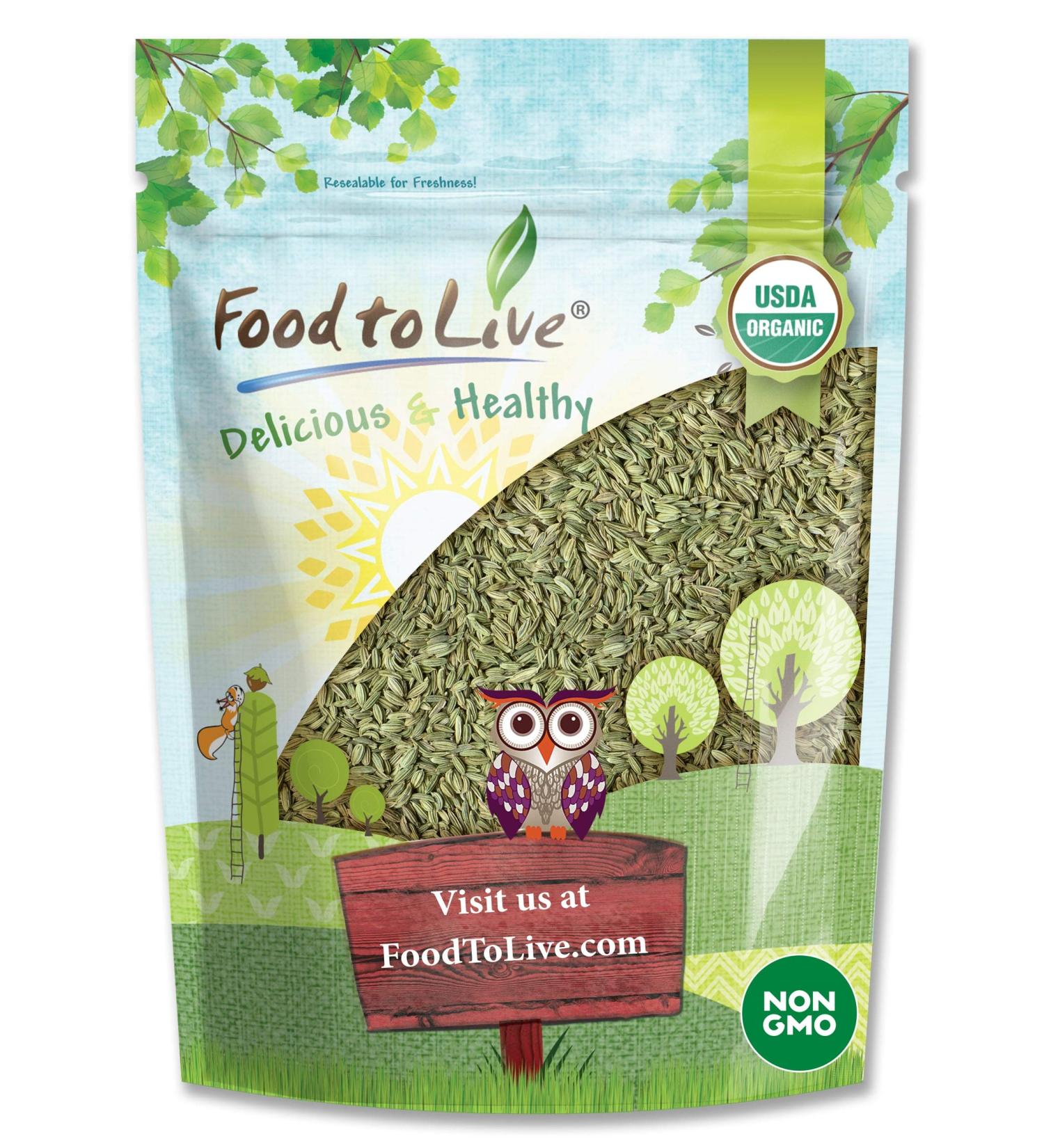 Organic Fennel Seeds 1lb - Non-GMO & Non-Irradiated Spice | Vegan & High in Fiber, Manganese, Copper & more - Buy Online on GoSupps.com