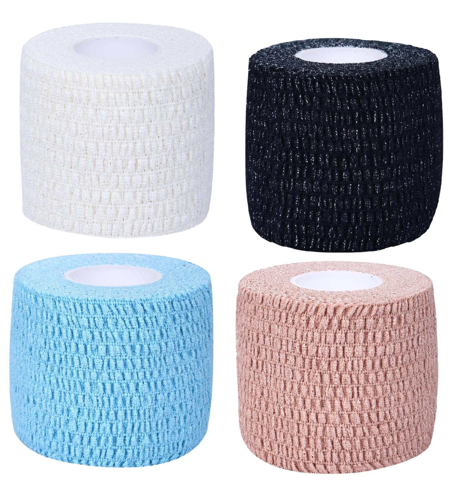 Buy Cotton Light Adhesive Crepe Bandage - Gentle Joint Support & Compression for Sports Injuries | 5cm x 4.5m | Available in White Black Beige & Sky Blue - International Shipping - Buy Online on GoSupps.com