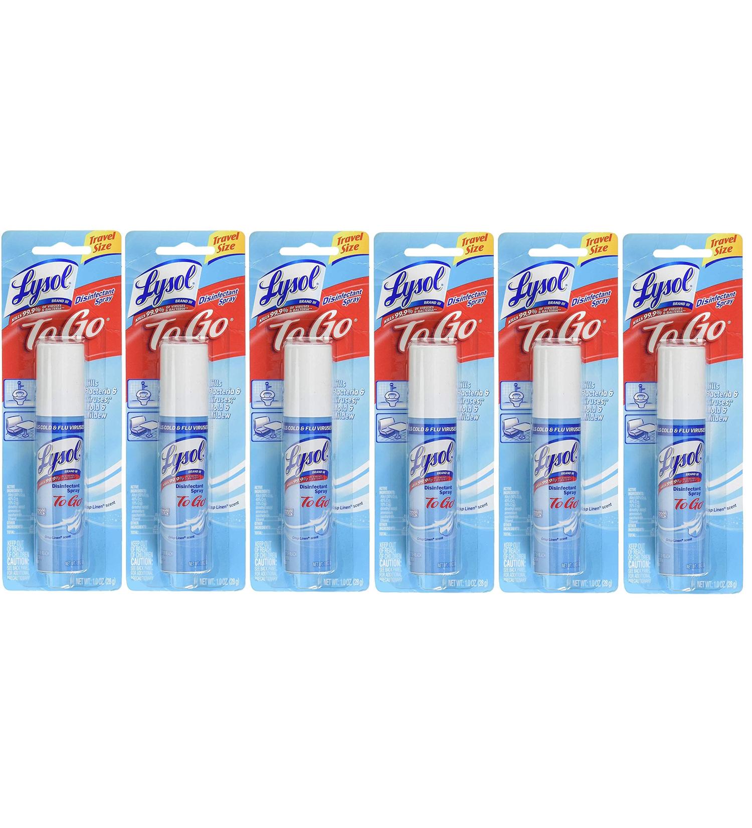 Lysol Disinfectant Spray To Go Crisp Linen 1oz (Pack of 6) - Travel Size Disinfection - Buy Online on GoSupps.com