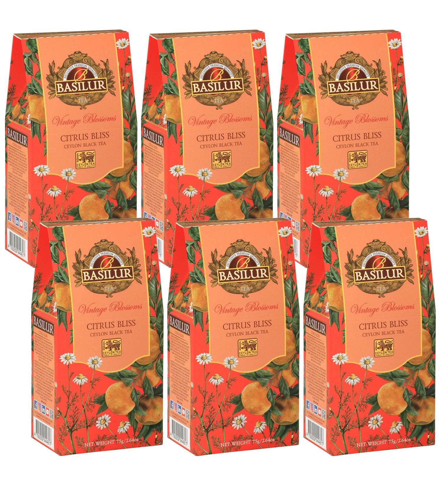 sarciaeu BASILUR VINTAGE BLOSSOMS Citrus Bliss Black Tea with Chamomile Flowers and Mandarin Flavor 75 g x6 - Buy Online on GoSupps.com