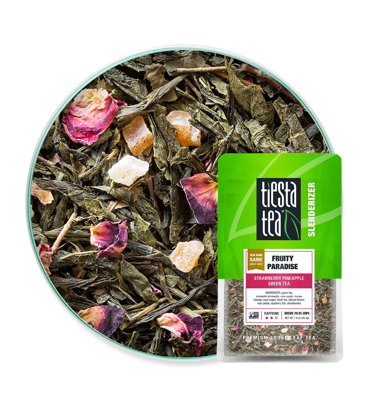 Tiesta Tea Fruity Paradise - Loose Leaf Strawberry Pineapple Green Tea | 1.6 oz for Hot & Iced | Medium Caffeine (25 Cups) - Buy Online on GoSupps.com