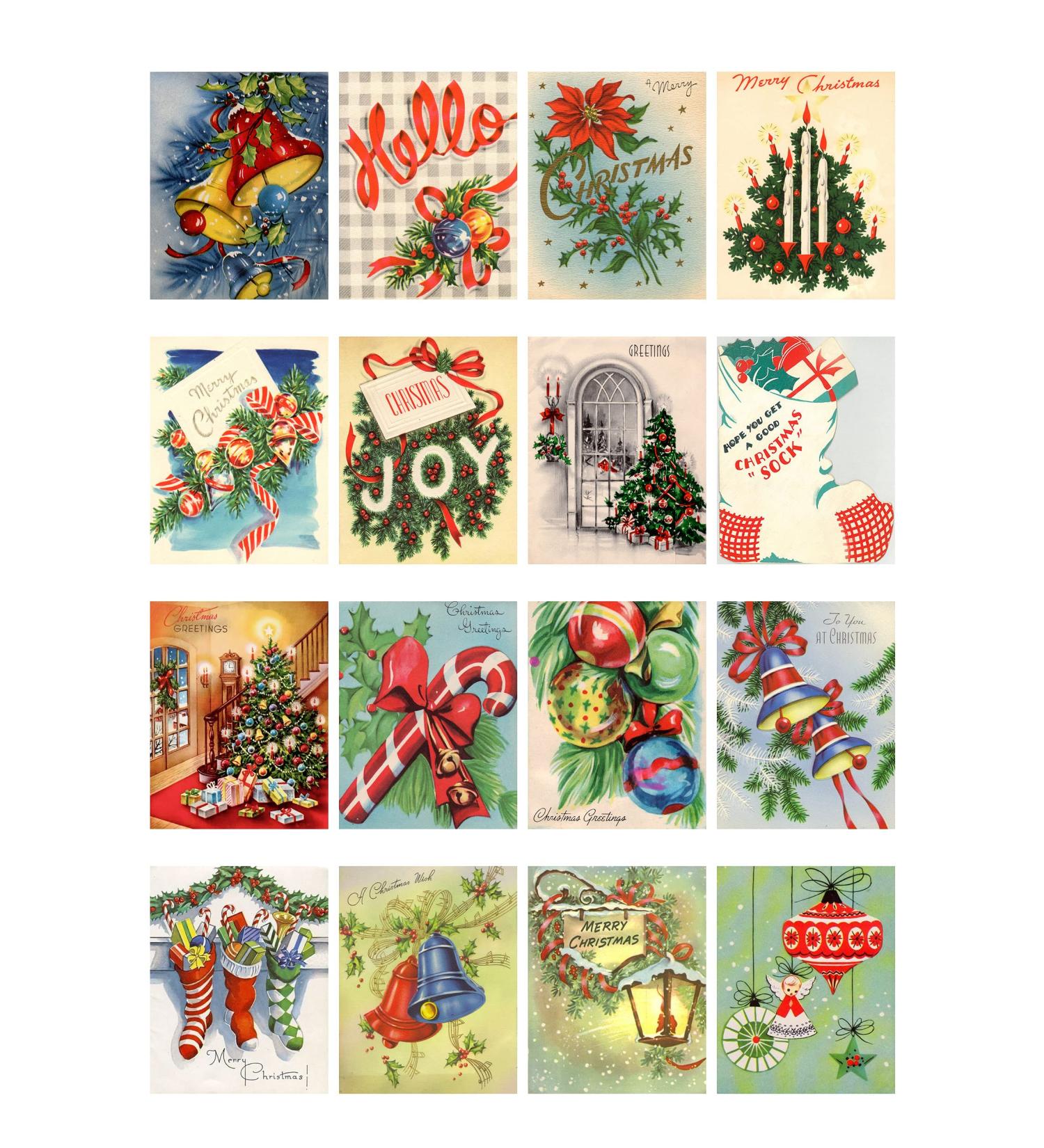 Decoupage Paper Pack (21 Sheets 6"x8") Christmas Tree Decorations FLONZ Vintage Styled Christmas Pictures Cards for Decoupage, Craft and Scrapbooking