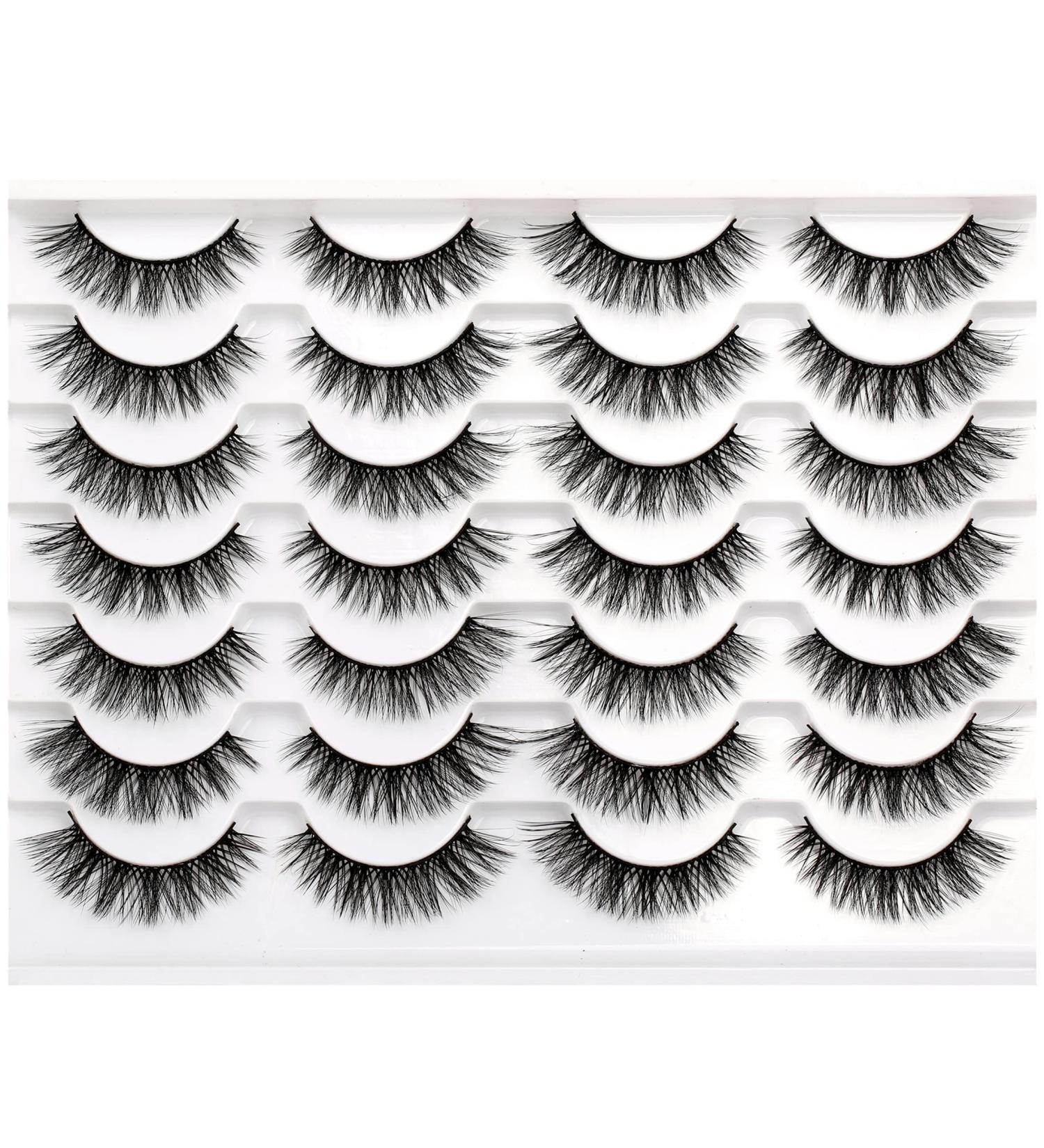14 Pairs Cat Eye Faux Mink False Eyelashes - Natural Look Wispy Fluffy D Curl Strip Lashes by Milllruez - Buy Online on GoSupps.com