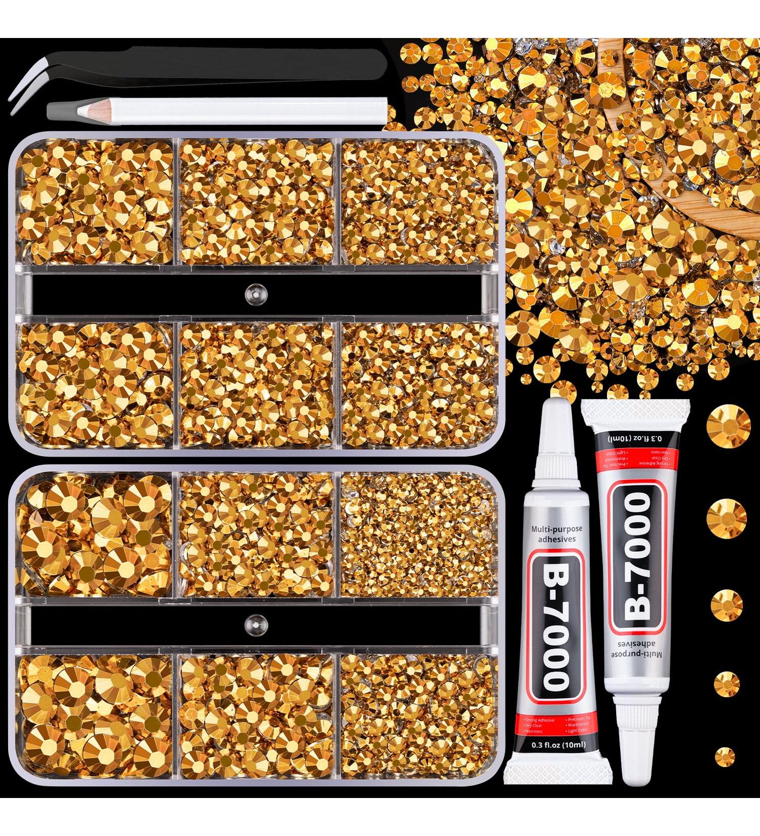 Buy Resin Jelly Rhinestones & B7000 Glue | 2 Gold Flatback Crystal Boxes for DIY Crafts Tumblers and More - Perfect for Clothing Shoes and Manicure - Buy Online on GoSupps.com