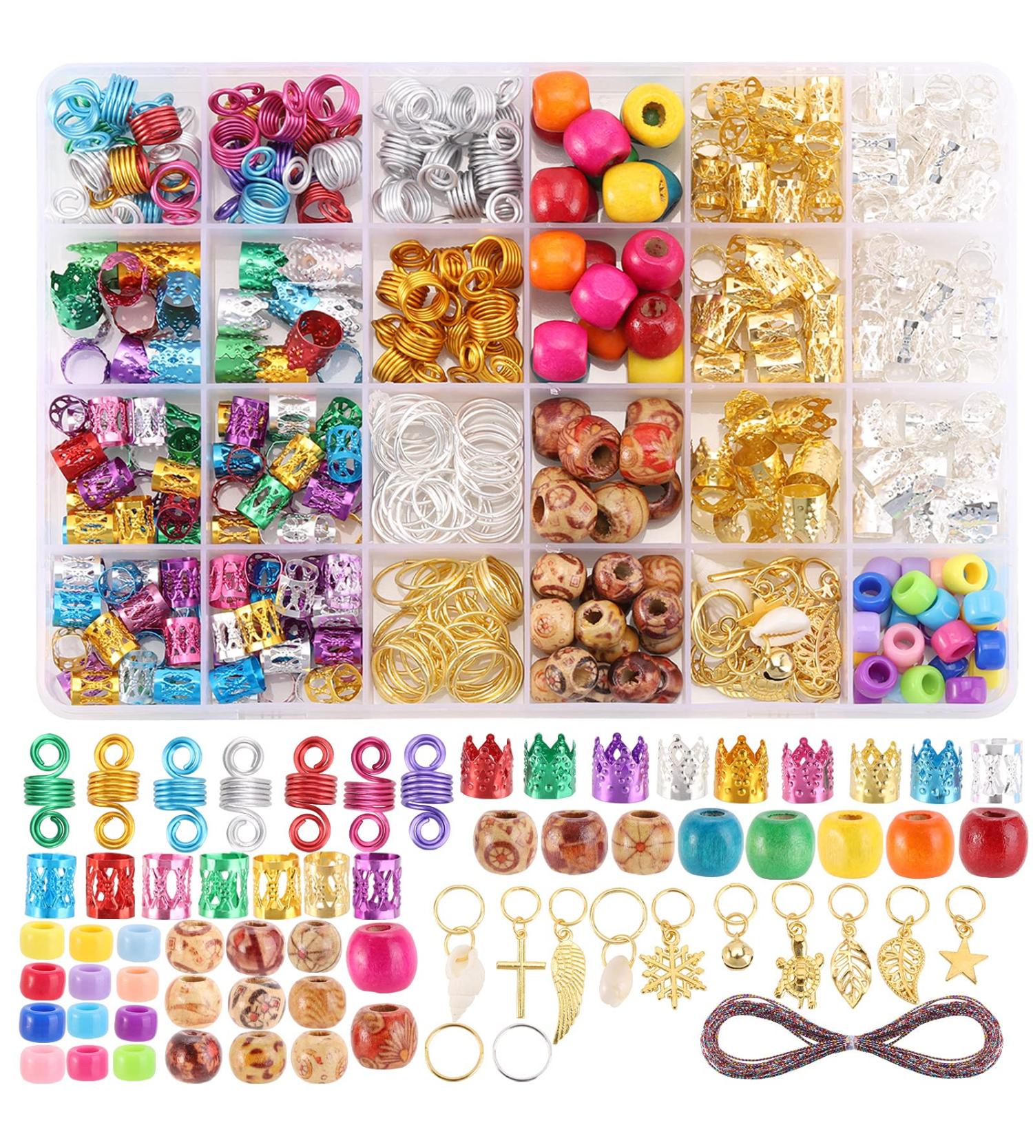 388pcs Loc Braid Jewelry for Hair Rings & Dreadlocks - Aluminum Braiding Cuffs, Clips, Pendants - Metallic Cord Decorations - 388 Piece Set - Buy Online on GoSupps.com