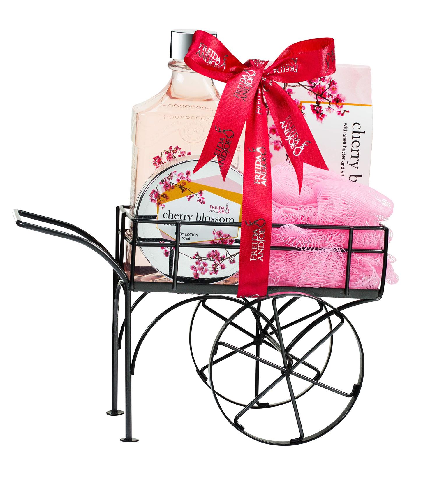 Cherry Blossom Spa Set for Women - Shower Gel, Bath Salts, Body Cream, with Shea Butter & Vitamin E - Relaxation Gift Basket - Buy Online on GoSupps.com