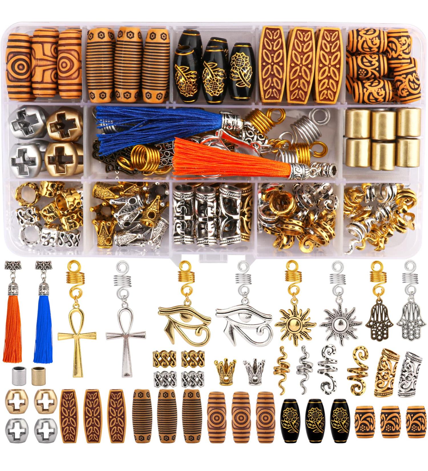 110PCS Retro Metal Dreadlock Hair Beads - Handmade DIY Hair Jewelry for Men and Women - Hip-Hop Style Dreadlock Accessories - Buy Online on GoSupps.com