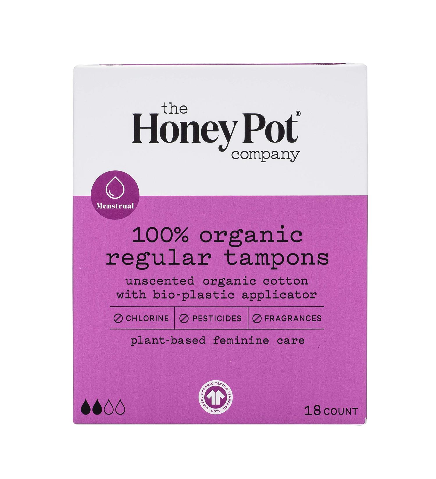100% Organic Regular Tampons - The Honey Pot Company | 18 Count - Buy Online on GoSupps.com