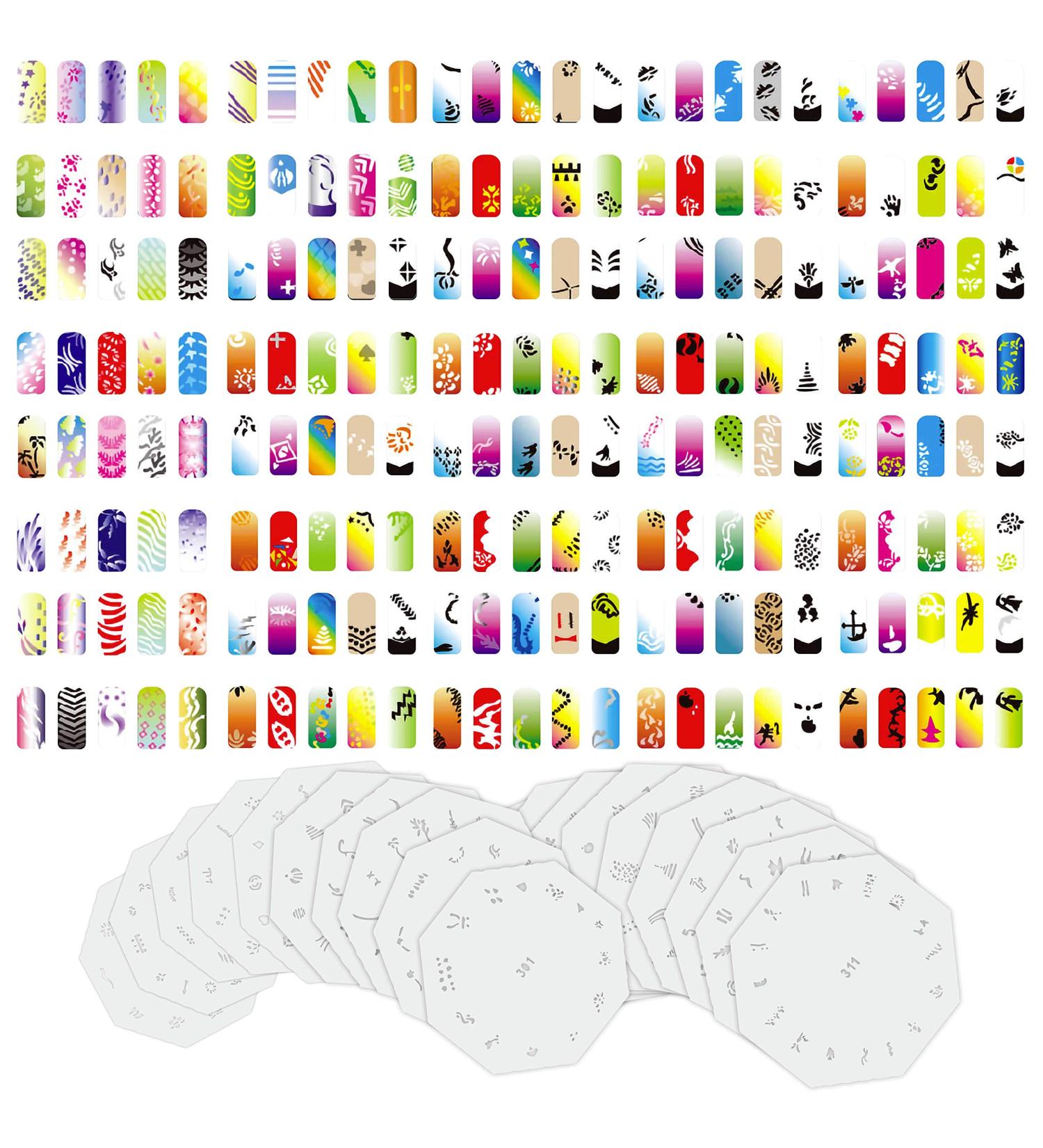 Custom Body Art Airbrush Nail Template Set #16 - 20 Stencils 260 Unique Designs for Stunning Nail Art - Buy Online on GoSupps.com