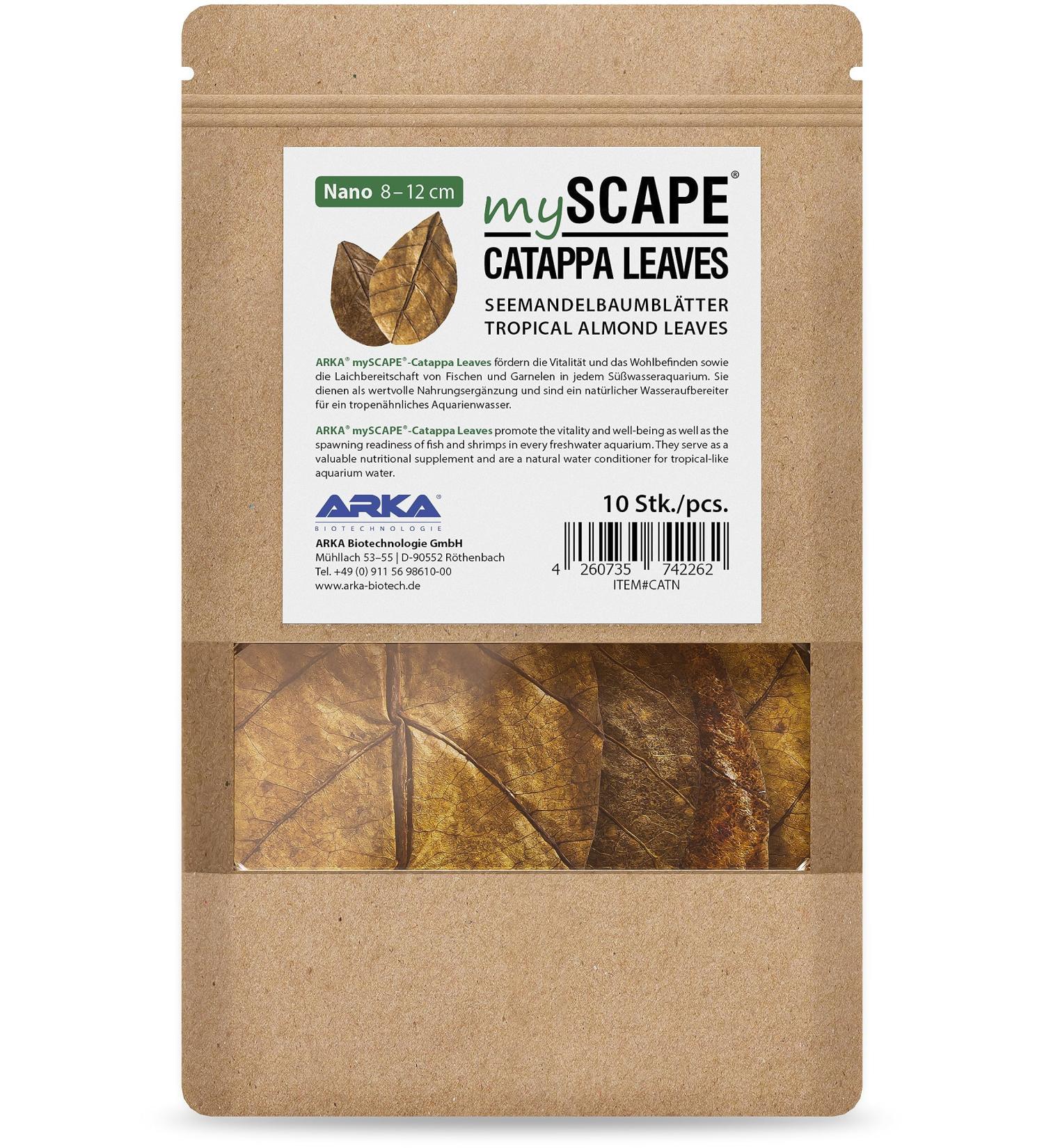 Arka Myscape Catappa Leaves - 10 Natural Seafaring Tree Leaves for Freshwater Aquariums | 8-12cm Enhances Fish & Shrimp Health - Buy Online on GoSupps.com