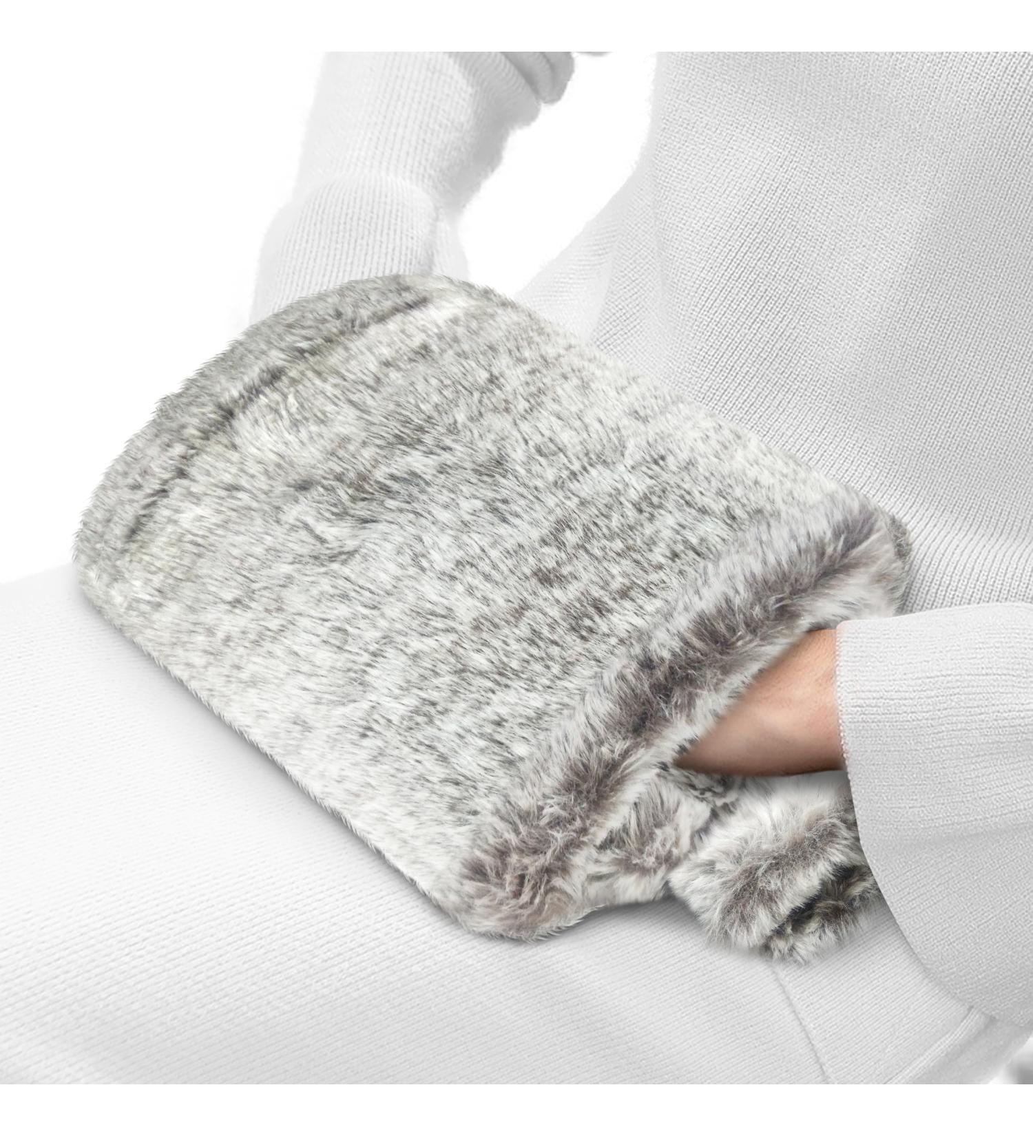 Obqo 2L Hot Water Bottle with Cosy Fluffy Cover - Natural Rubber Bed Warmer for Women & Kids (Brown Hand-in Cover) - Buy Online on GoSupps.com