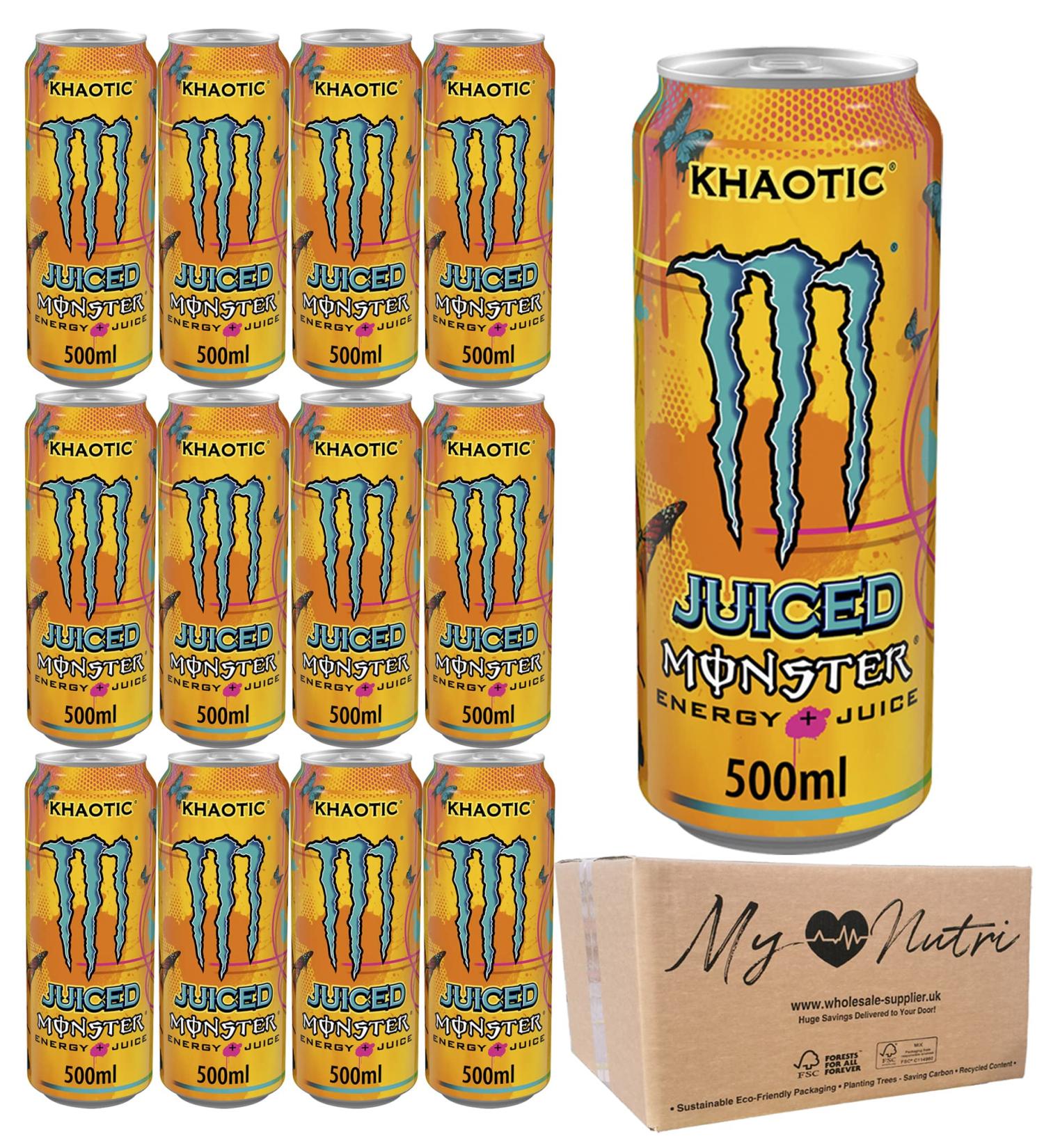 mynutri Monster Khaotic Energy Drinks 500ml Pack of 12