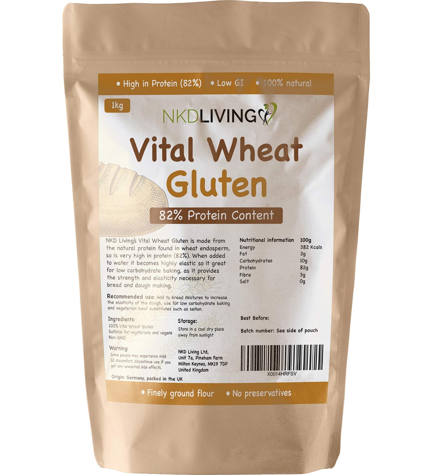 NKD Living Vital Wheat Gluten 1kg - High Quality Plant-Based Protein for Baking - Buy Online on GoSupps.com