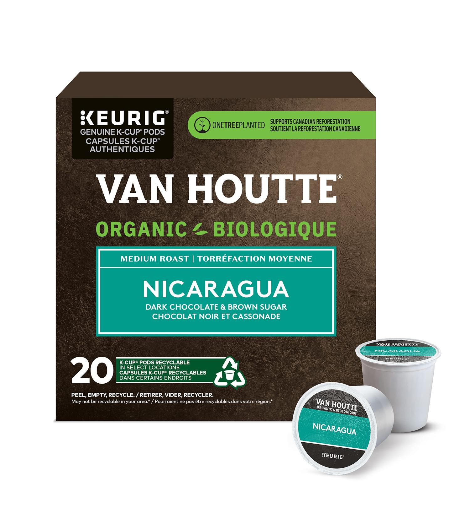 Van Houtte Nicaragua Organic Fairtrade K-Cup Coffee Pods 20 Count For Keurig Coffee Makers Nicaragua 1 Count ( Pack of 20 ) - Buy Online on GoSupps.com