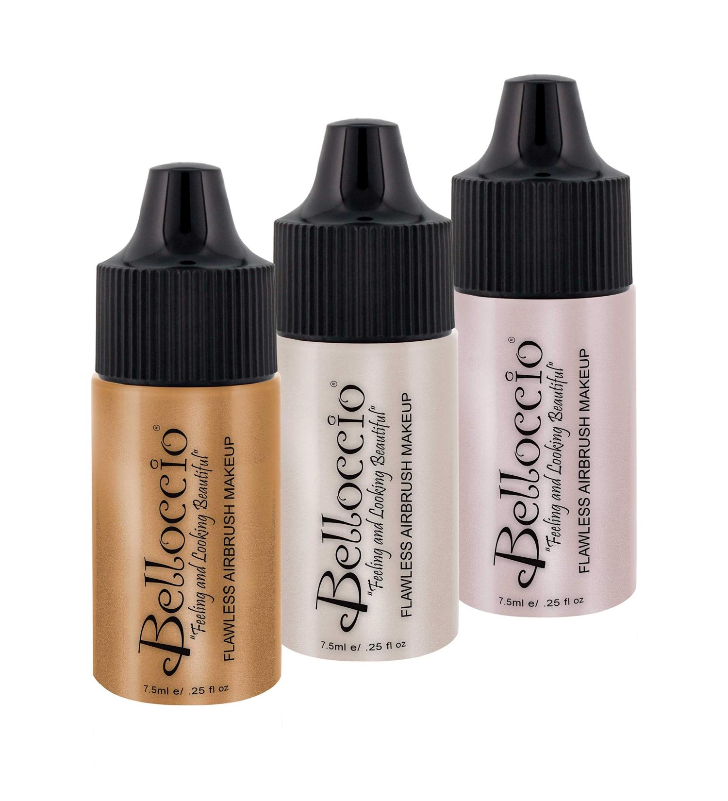 Belloccio Professional Flawless Airbrush Makeup Shimmer Trio Set - 1/4 oz. Bottles (NEW FORMULA) - Buy Online on GoSupps.com