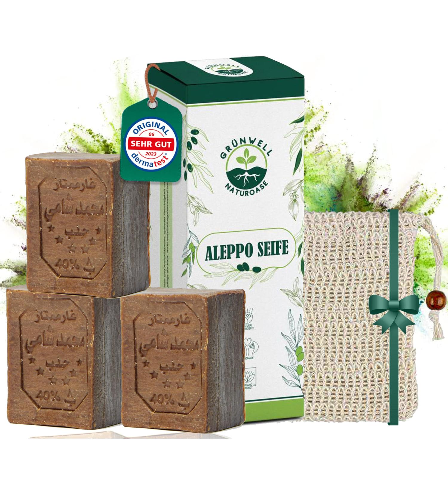 Gr nwell Naturoase Original Aleppo Soap | 60% Olive Oil 40% Laurel Oil | Natural Care for Face & Body | 600g | Organic Hair Soap - Buy Online on GoSupps.com