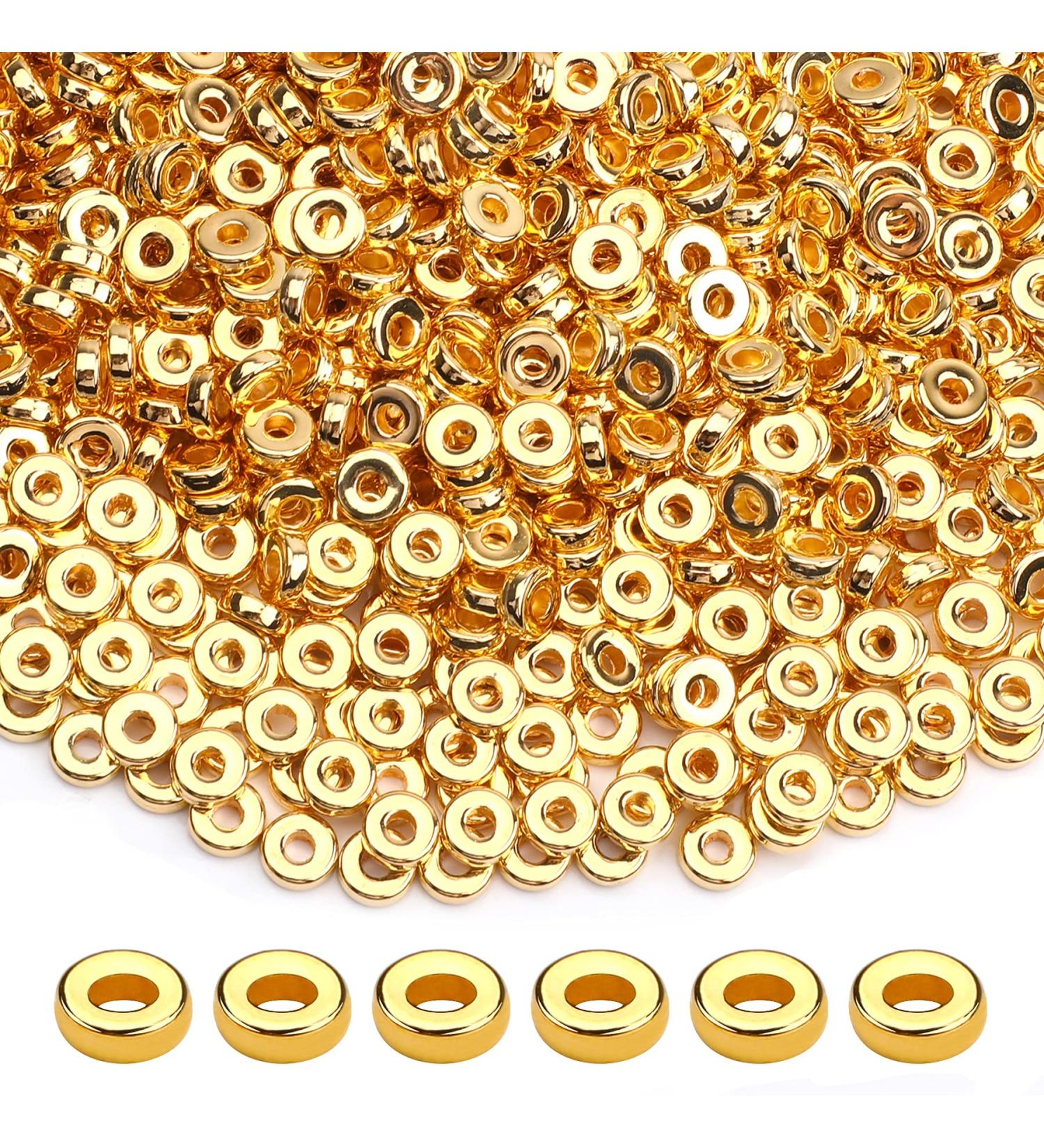 1500pcs 6mm Gold Flat Round Spacer Beads - DIY Jewelry Making Supplies - Buy Online on GoSupps.com