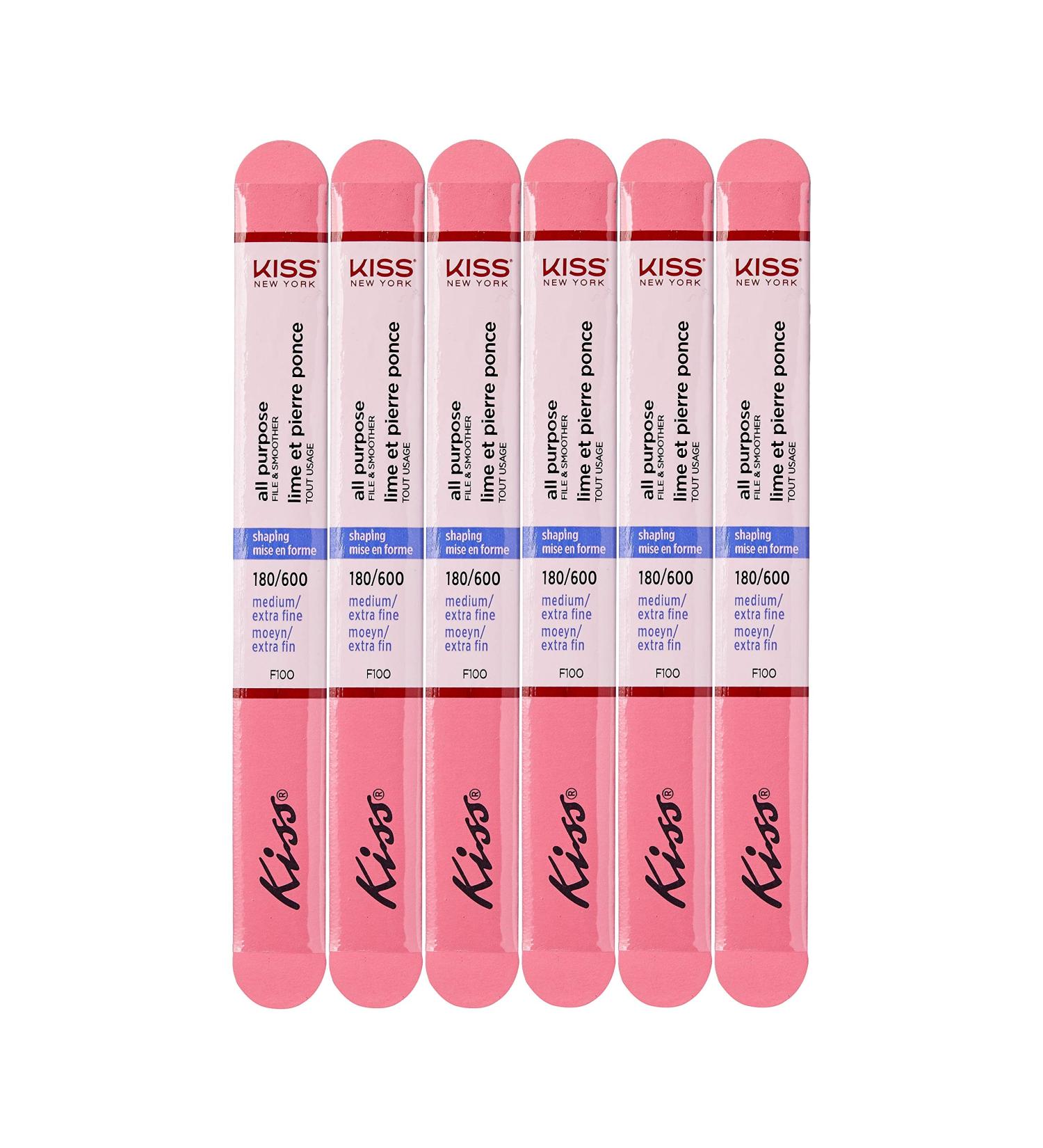 Kiss File All Purpose & Smoother 180 Medium / 600 Extra Fine F100N - Pack of 6 | Nail Files & Smoothes Natural and Artificial Nails - Buy Online on GoSupps.com