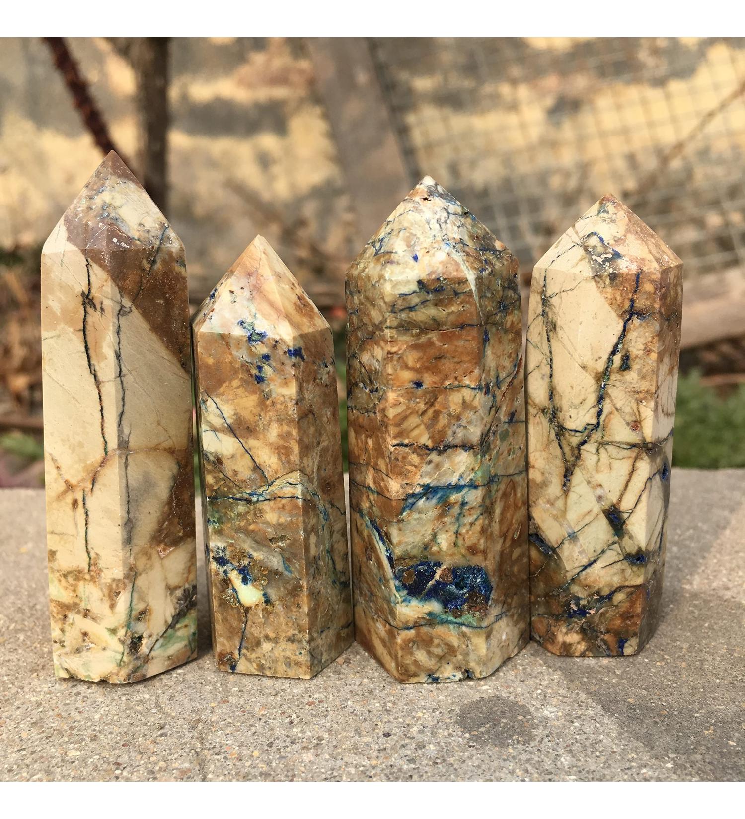 Natural Crystal Rough Natural Raw Azurite Quartz Point Decorative Geological Tower Gemstones and Crystals Minerals Decoration 1pcs - Buy Online on GoSupps.com