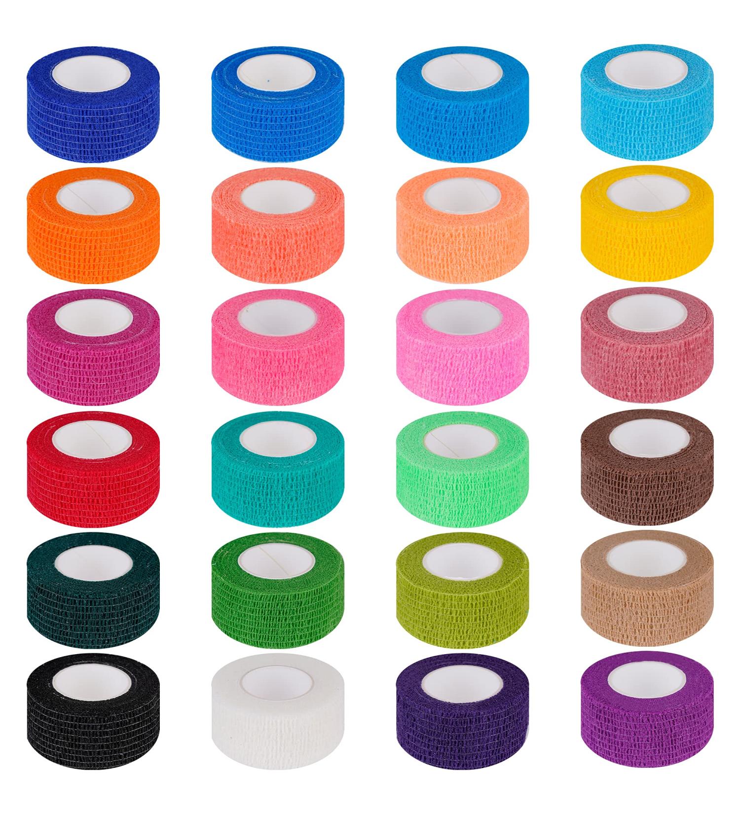 24 Pack Rainbow Color Self Adherent Bandages Wrap - 1 Inch X 5 Yards Cohesive First Aid Tape for Sports Injuries - Elastic Self Adhesive Athletic Tape for Wrist, Ankle - Buy Online on GoSupps.com