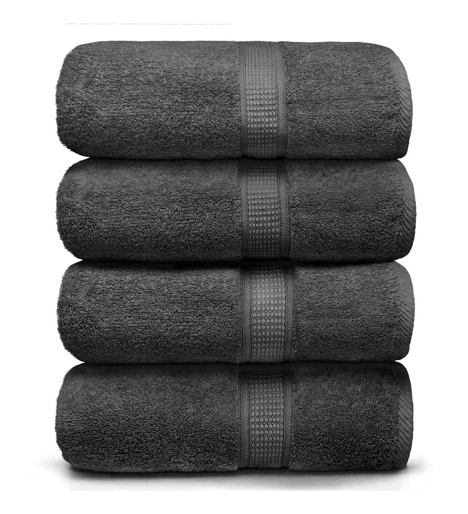 Ariv Towels - Premium Bamboo Cotton Bath Towels Set | Ultra Absorbent, Soft Feel, Quick Drying | 30 X 52 | Grey | Set of 4 - Buy Online on GoSupps.com