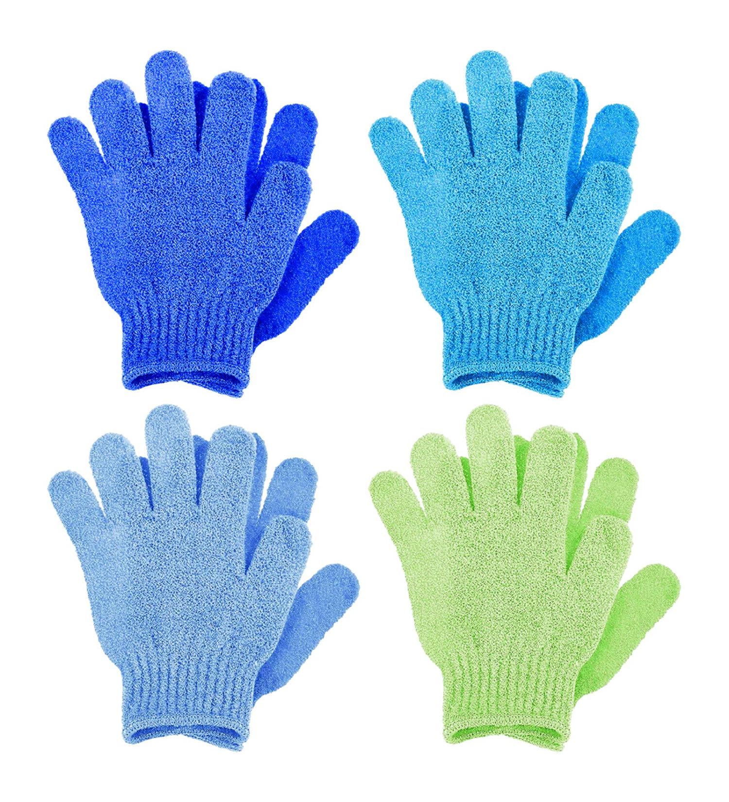 Sibba 8-Piece Peeling Gloves Set | Bathing Hand Shoes for Spa & Massage | Exfoliating Body Scrub Accessories - Men s Gland Nylon in Green Light Blue Sea Blue & Dark Blue - Buy Online on GoSupps.com