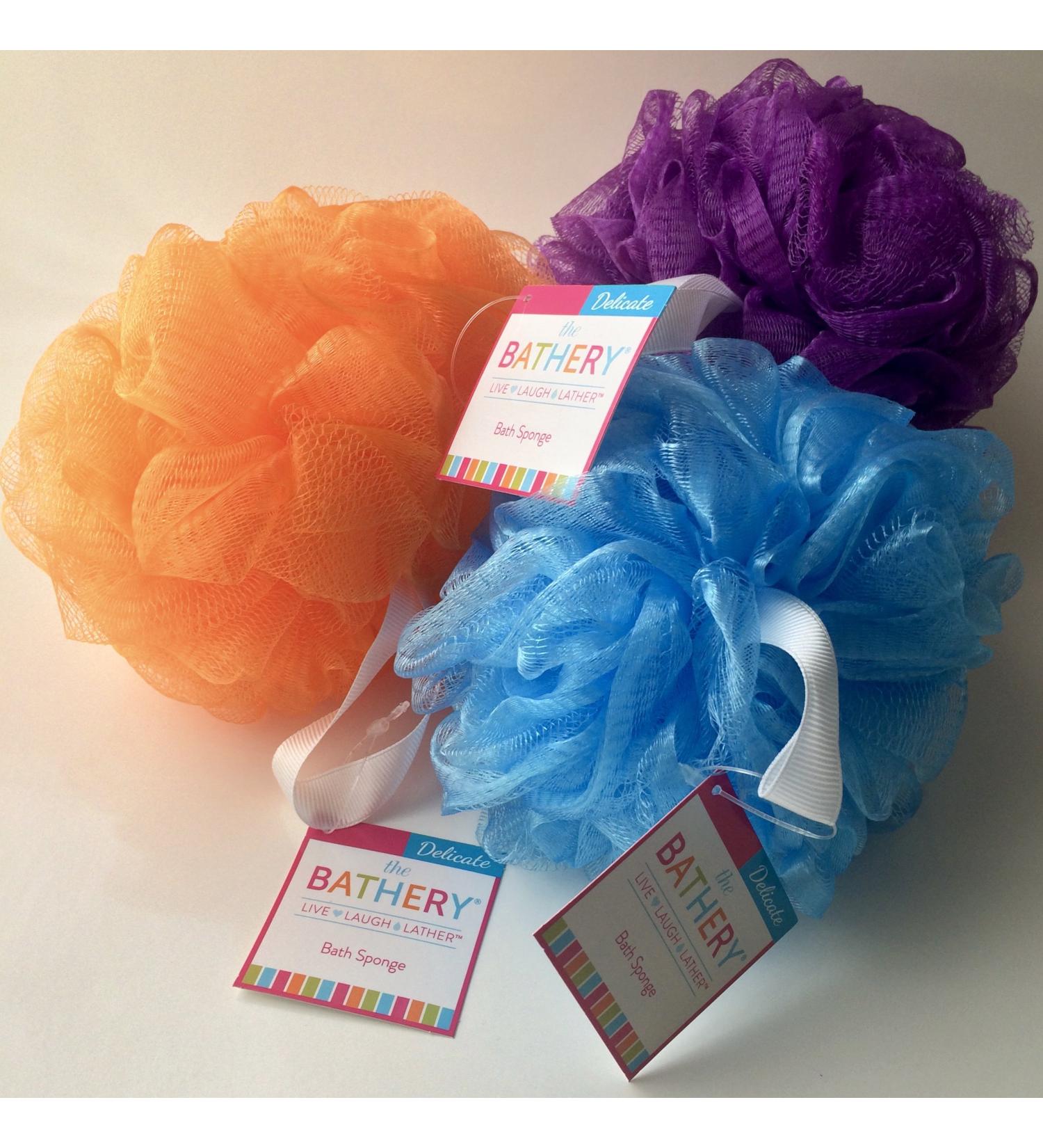 (Set of 3) Delicate Body Exfoliate  Bath Shower Sponge  Mesh Pouf  Loofah  Bath Ball  Good for Sensitive Skin  Scrubber  Body Wash