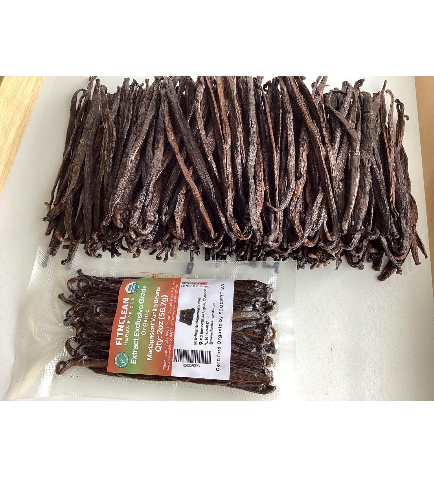 2oz Madagascar Organic Vanilla Beans Extract Grade B | USDA Certified, Non-GMO Pods | FITNCLEAN VANILLA - Buy Online on GoSupps.com
