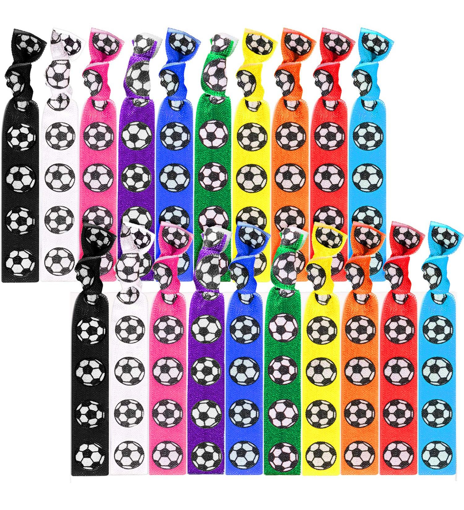 Soccer Hair Ties - 20 Piece No Crease Ribbon Ponytail Holders for Girls | Football Hair Bands Accessories - Shop Now! - Buy Online on GoSupps.com