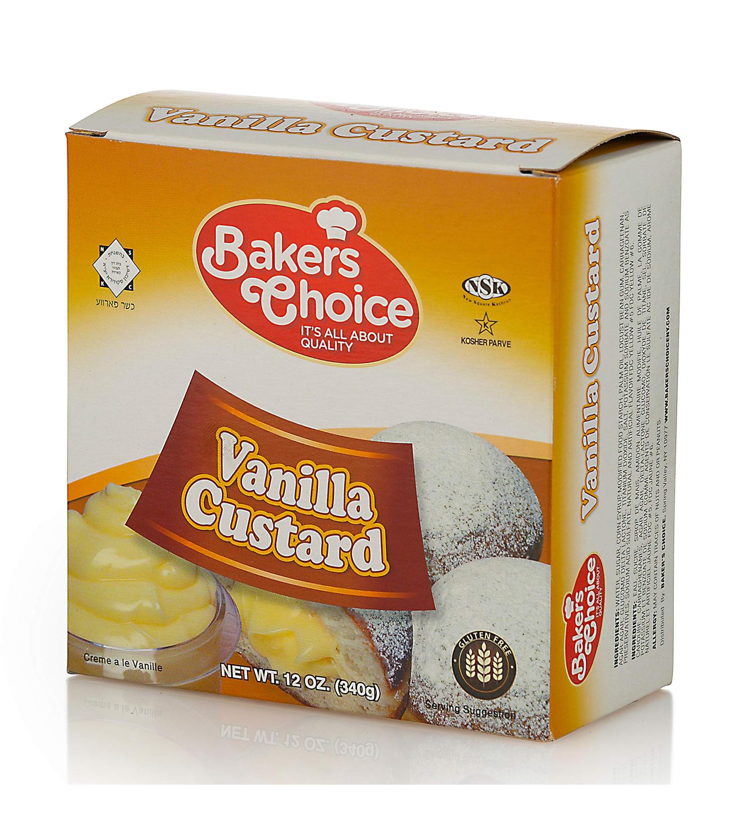 Vanilla Custard Cream Pastry Filling 12 oz. - Perfect Cake Donut and Dessert Topping - Ideal Baking Ingredient for Cakes and Ice Cream - Dairy Kosher by Bakers Choice - Buy Online on GoSupps.com