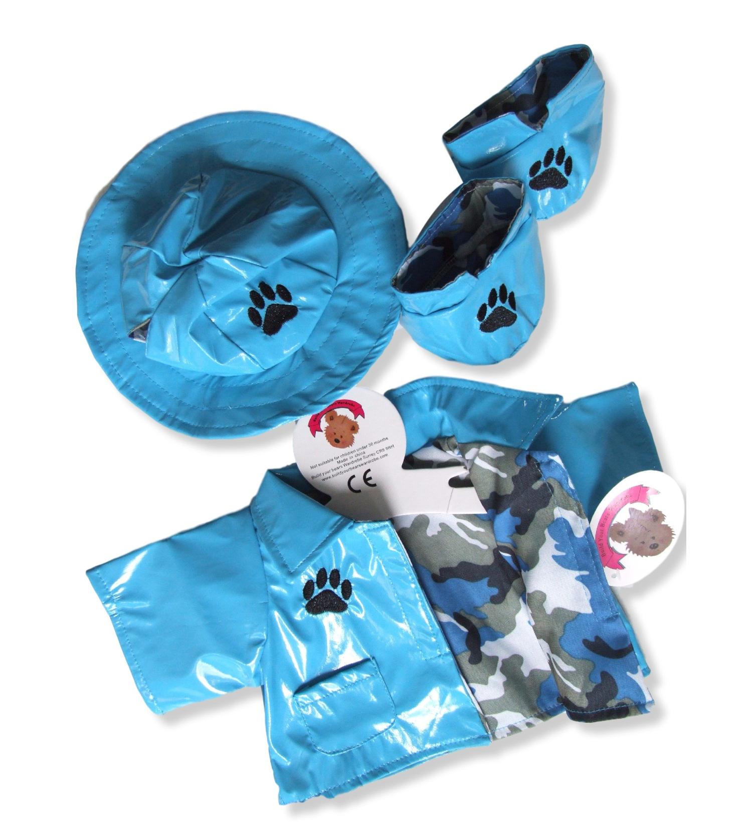 Build a Bear Teddy Bear Raincoat, Hat & Boots Set - Blue | Build your Bears Wardrobe - Buy Online on GoSupps.com