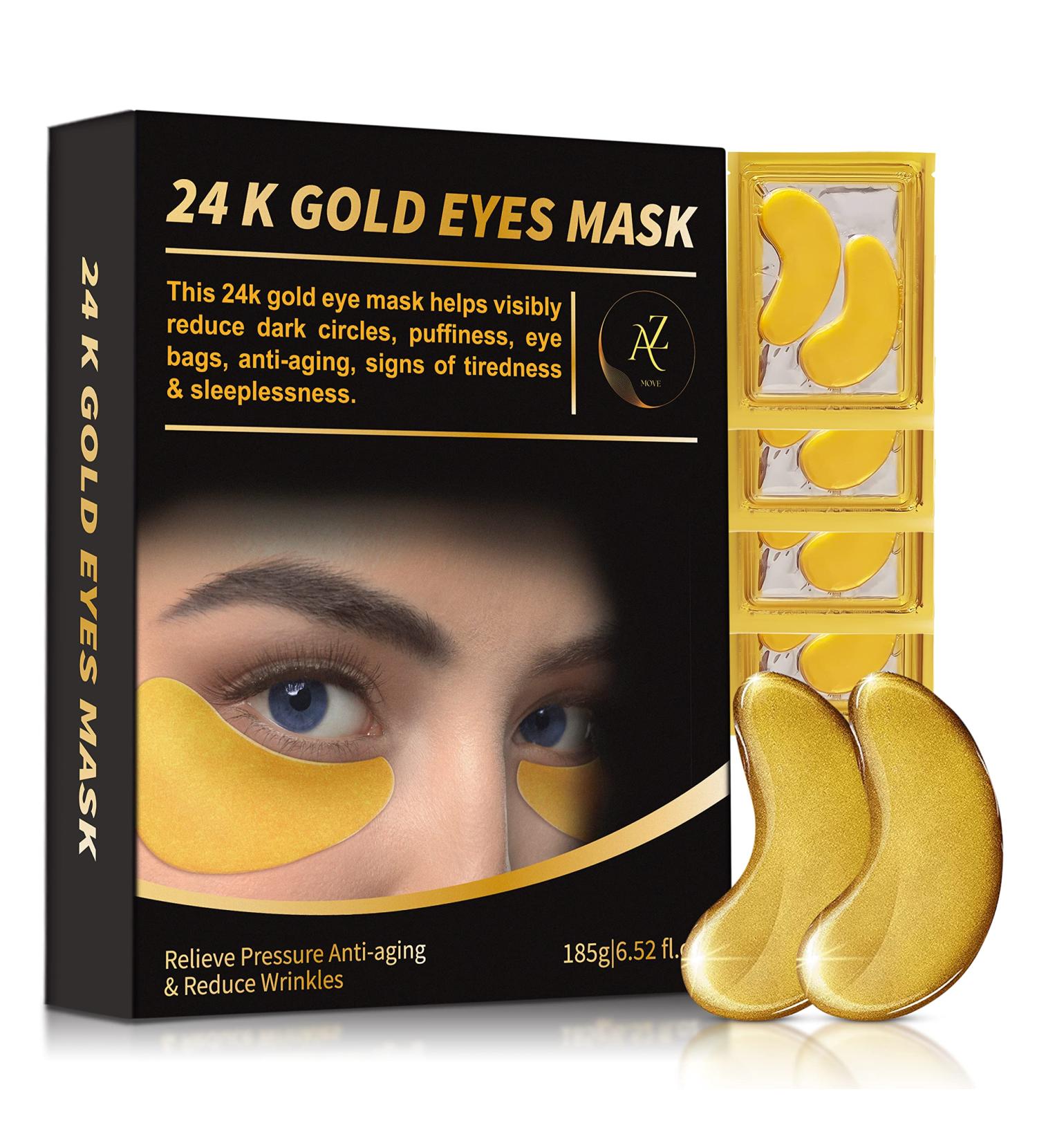 24k Gold Eye Mask - 20 Pairs for Dark Circles, Puffy Eyes, and Eye Bags - Collagen, Hyaluronic Acid, Amino Acids Treatment - Buy Online on GoSupps.com