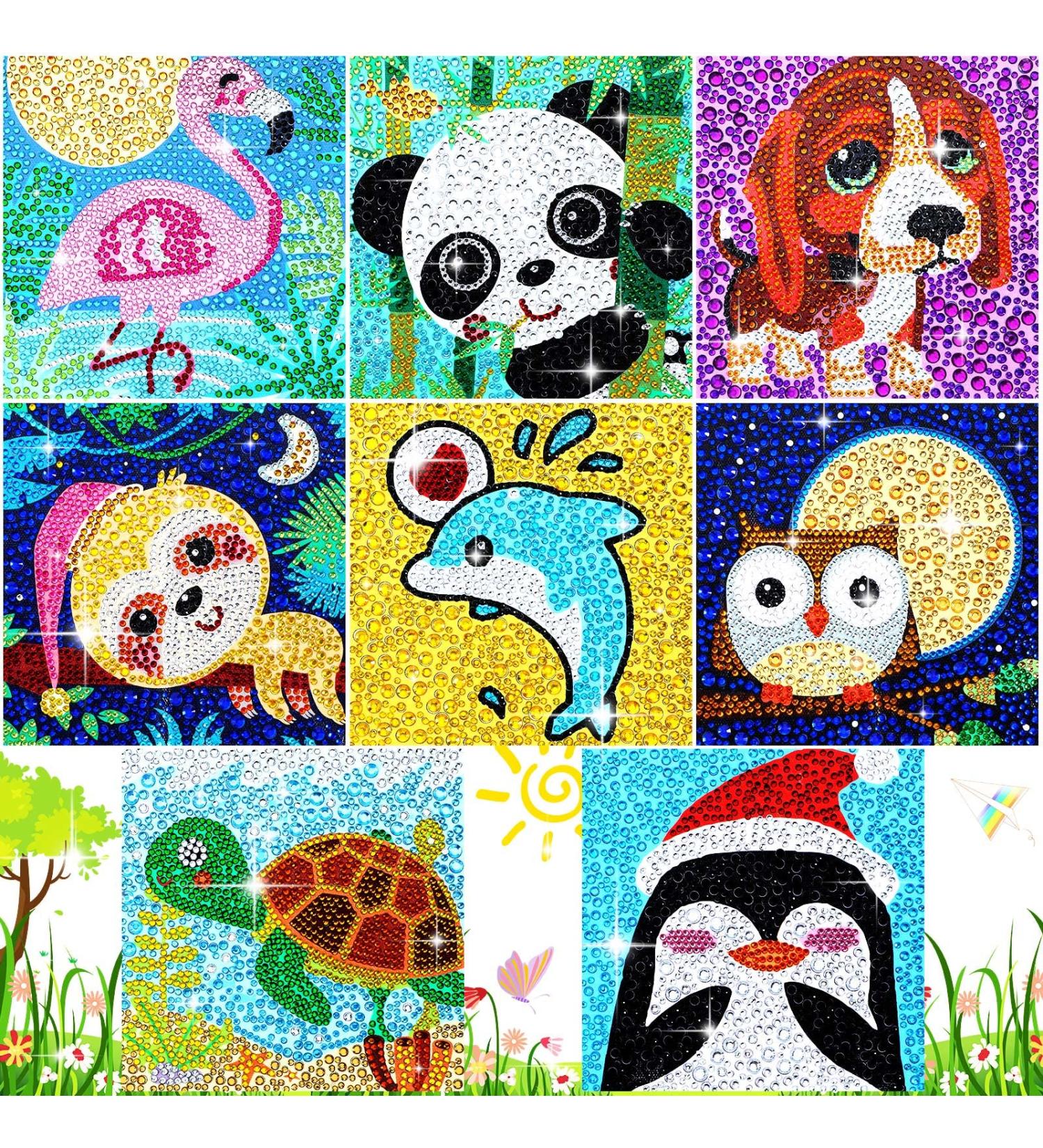 Kids Animal Diamond Painting Kit - 8 Pieces | Easy DIY Crystal Art for Home Decor (Classic Style) - Buy Online on GoSupps.com