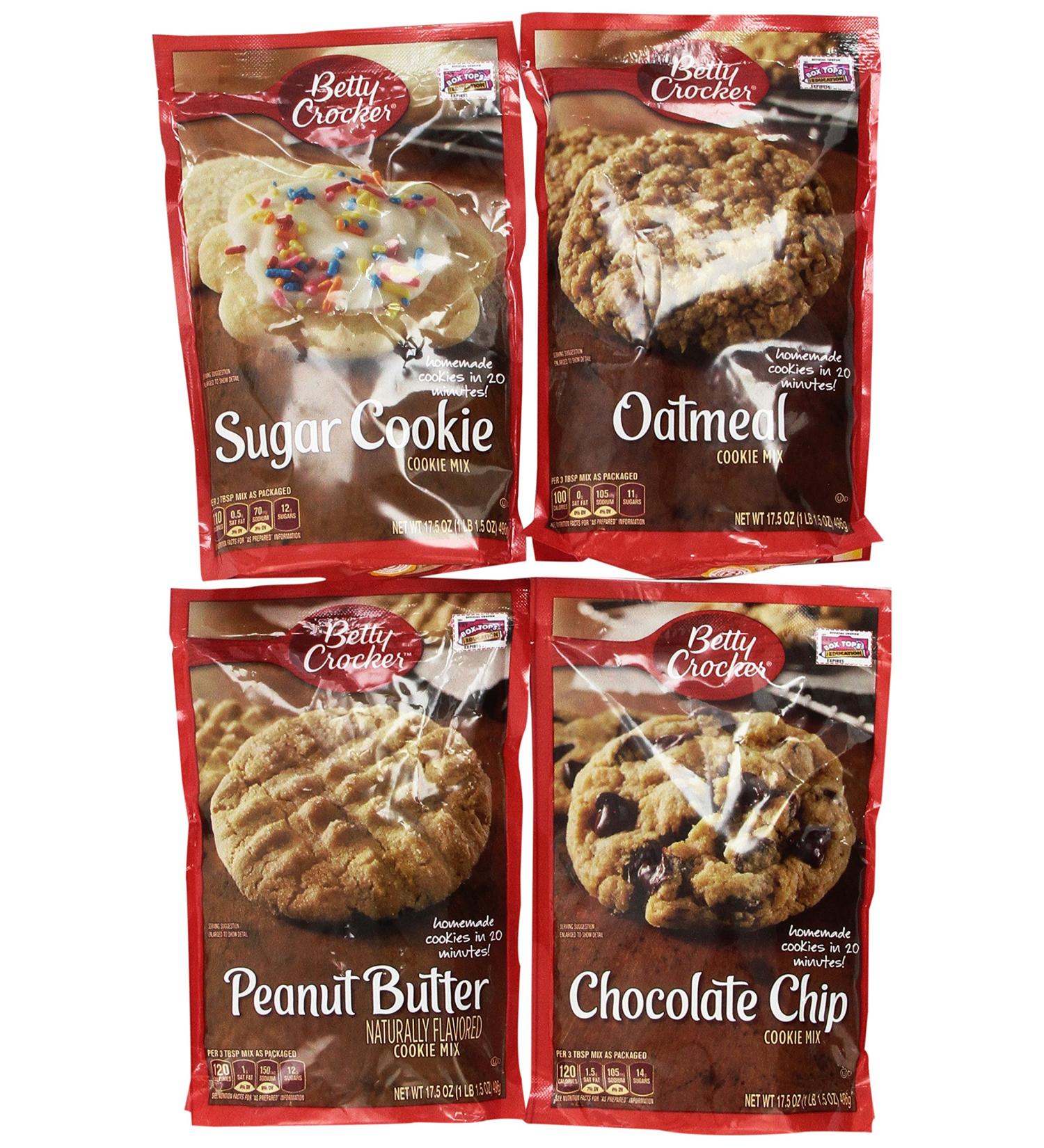 Betty Crocker Cookie Mix Variety Pack - Chocolate Chip, Peanut Butter, Oatmeal, Sugar (4 Flavors) - Buy Online on GoSupps.com