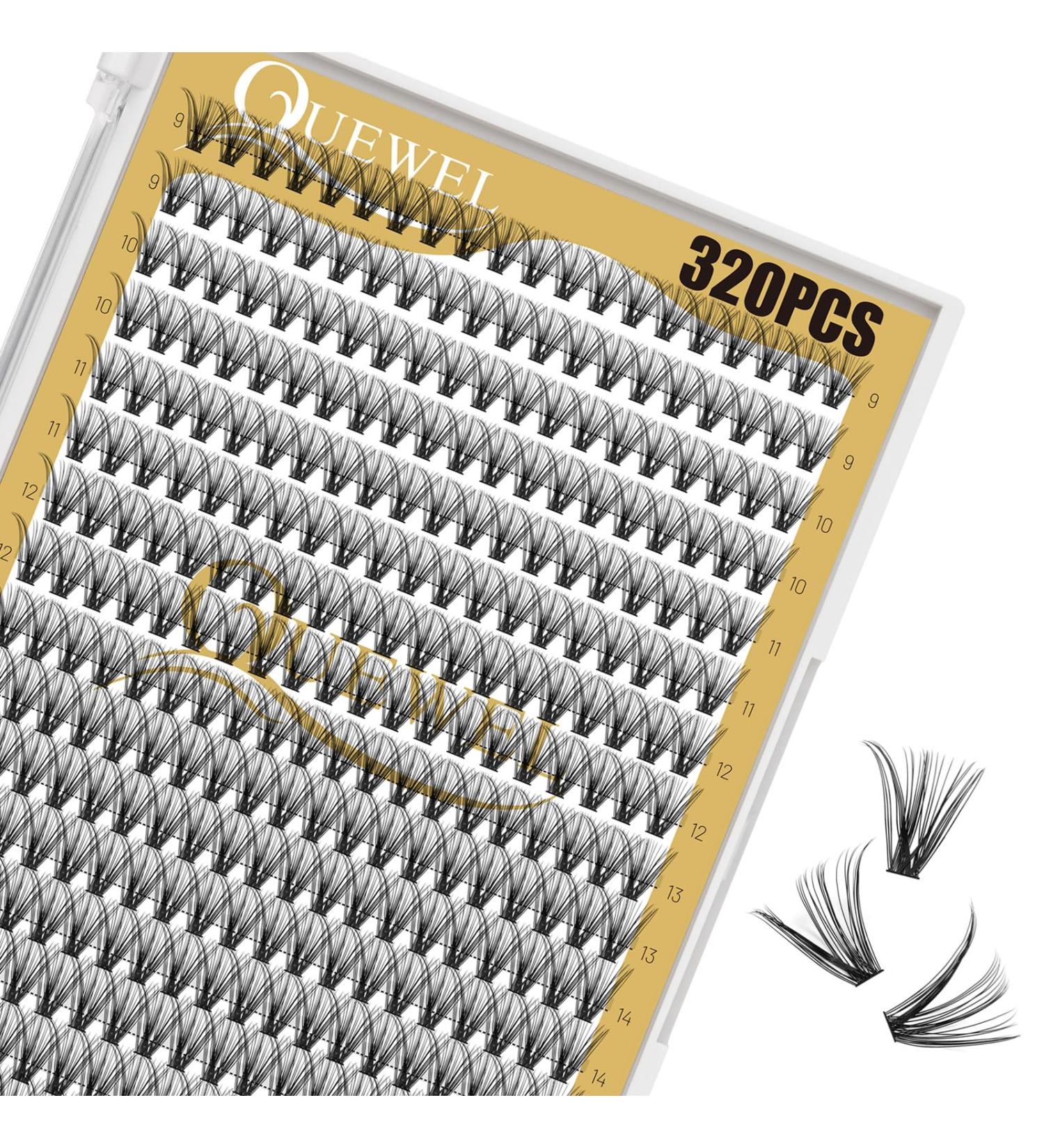Individual Eyelashes Quewel 320pcs - 30D 0.07C Curl Mix 8-14mm Artificial Cluster Lashes - Reusable DIY Eyelash Extensions - Buy Online on GoSupps.com
