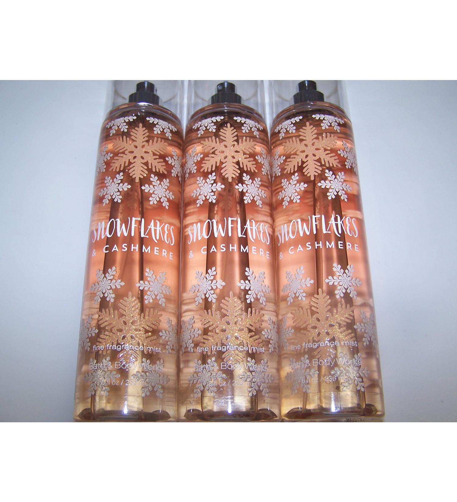 Lot of 3 Bath & Body Works Snowflakes & Cashmere Fine Fragrance Mist 8 fl oz each