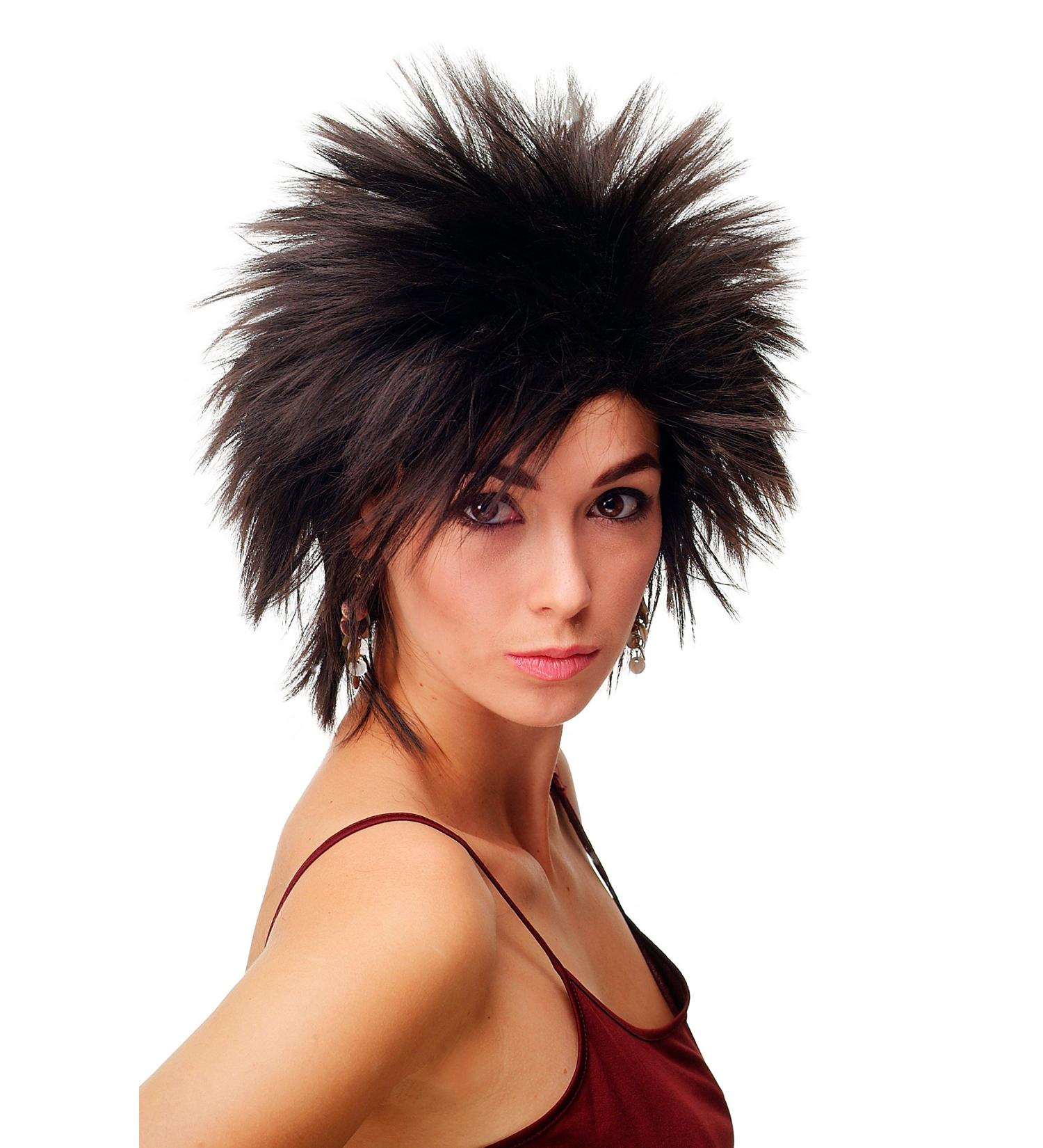 WIG ME UP TYW60473-4 | Short Teased Wild Strands 80s Wave Punk Wig for Women - Dark Brown - Buy Online on GoSupps.com