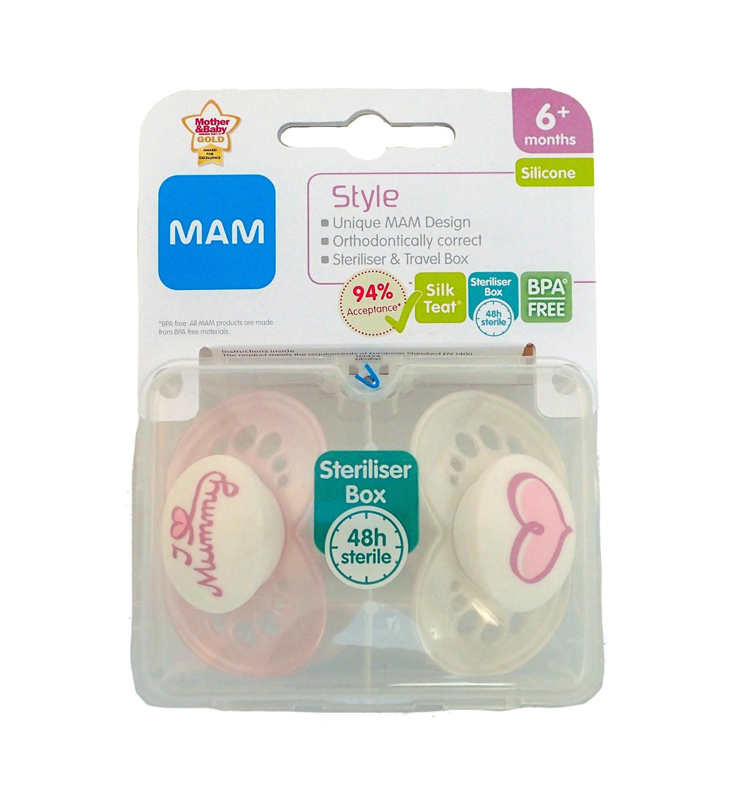 MAM Style - 2 x pacifiers 'I Love Mummy' 6m+ (pink)