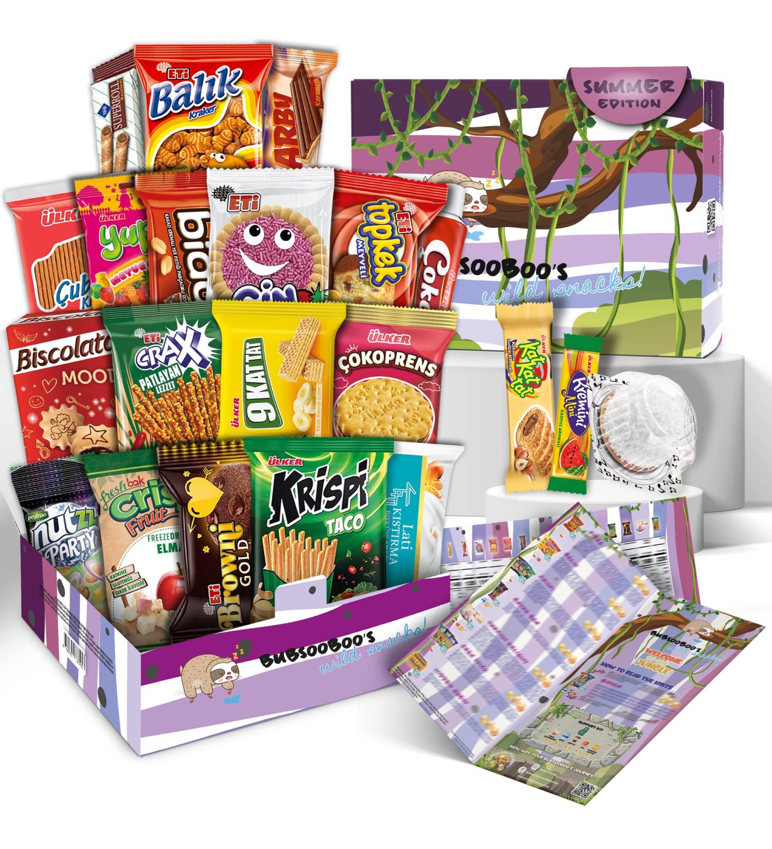 Maxi International Snack Box: Rainforest Themed Variety Pack of Unique Turkish Treats - 20 Full-Size Exotic Foreign Snacks for Gifting - Buy Online on GoSupps.com