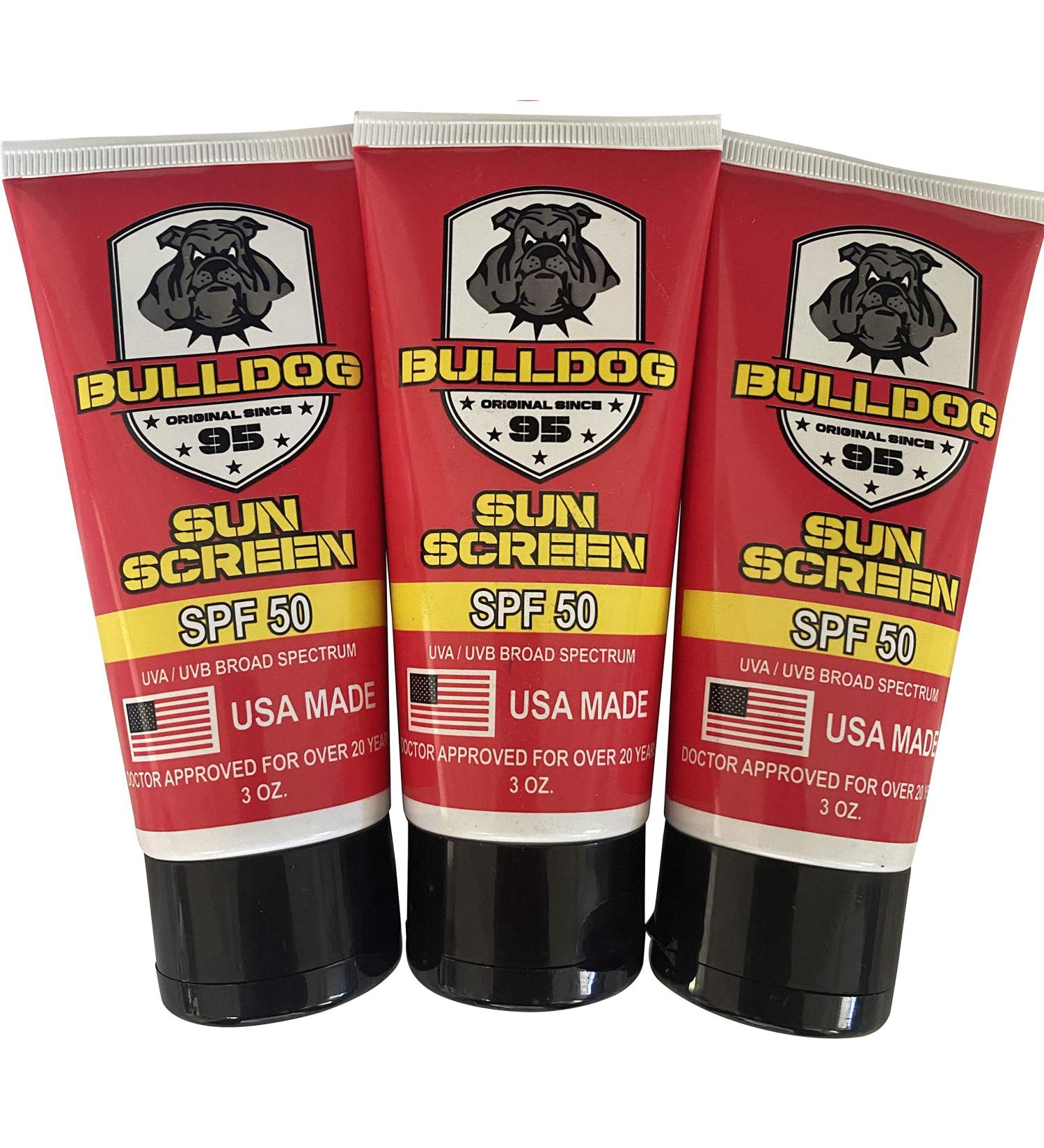 Bulldog Original Daily SPF 50 Sunscreen - Veteran Owned, USA Made - Marine Approved Mineral Sunscreen for Men, Women, Kids - 3 Pack - Buy Online on GoSupps.com