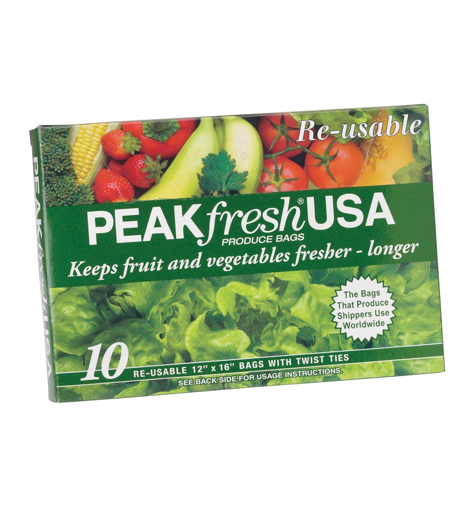 PEAKfresh USA Reusable Produce Bags with Twist Ties - 10 Pack for Freshness - Buy Online on GoSupps.com