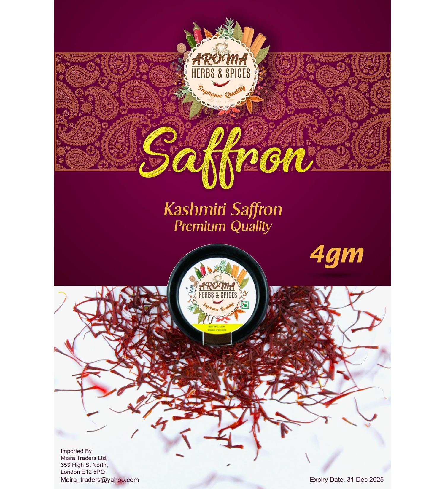 Saffron | Authentic Kashmiri saffron || Finest Pure Premium Red Kashmiri Saffron Threads Grade A+ Finest Grade Saffron for Tea Paella Rice Desserts and all Culinary Uses(2 PACK OF 2 GRAM) 4 Gram - Buy Online on GoSupps.com